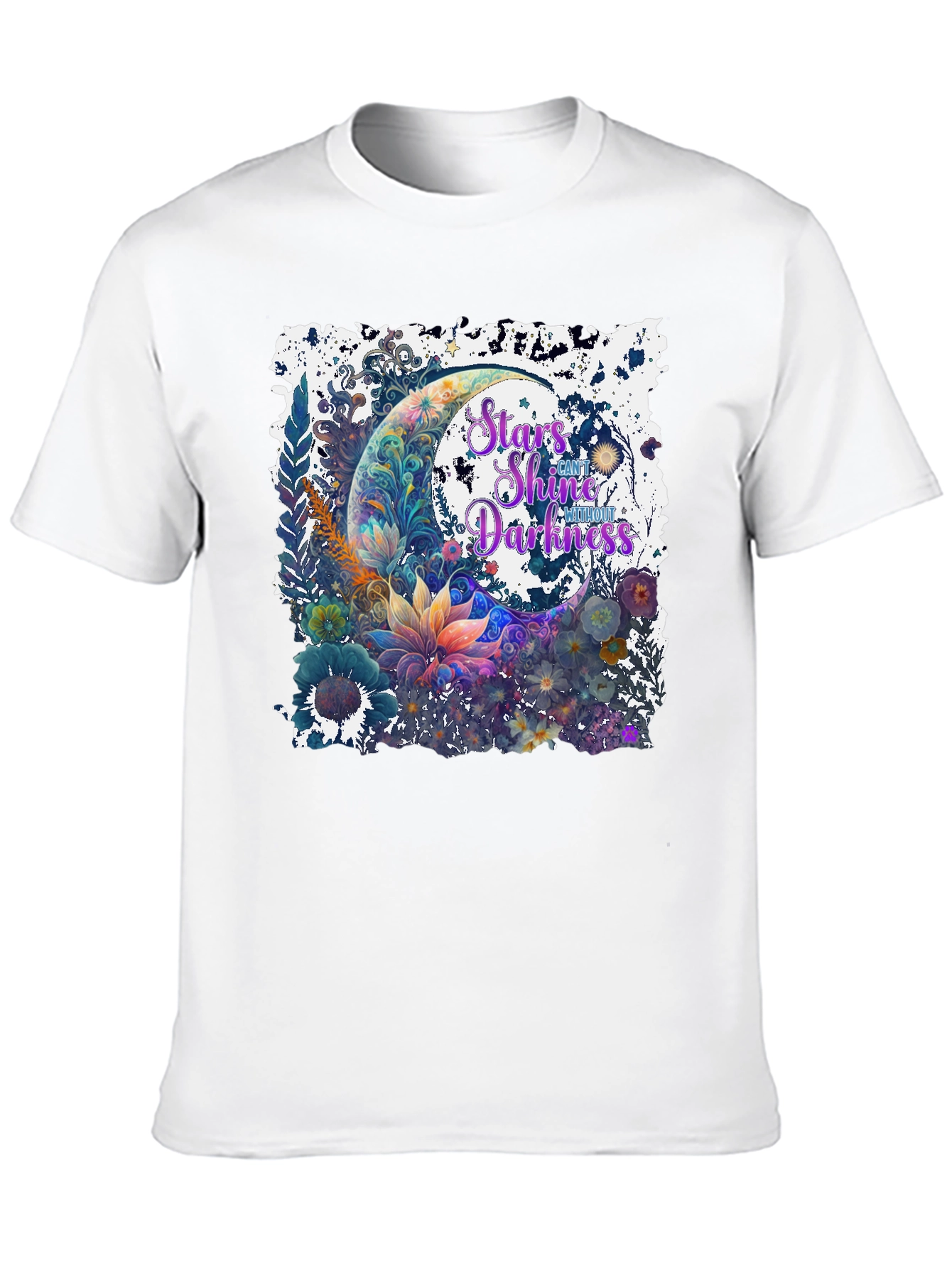 Stars Shine Graphic T-Shirt - Floral Moon Design