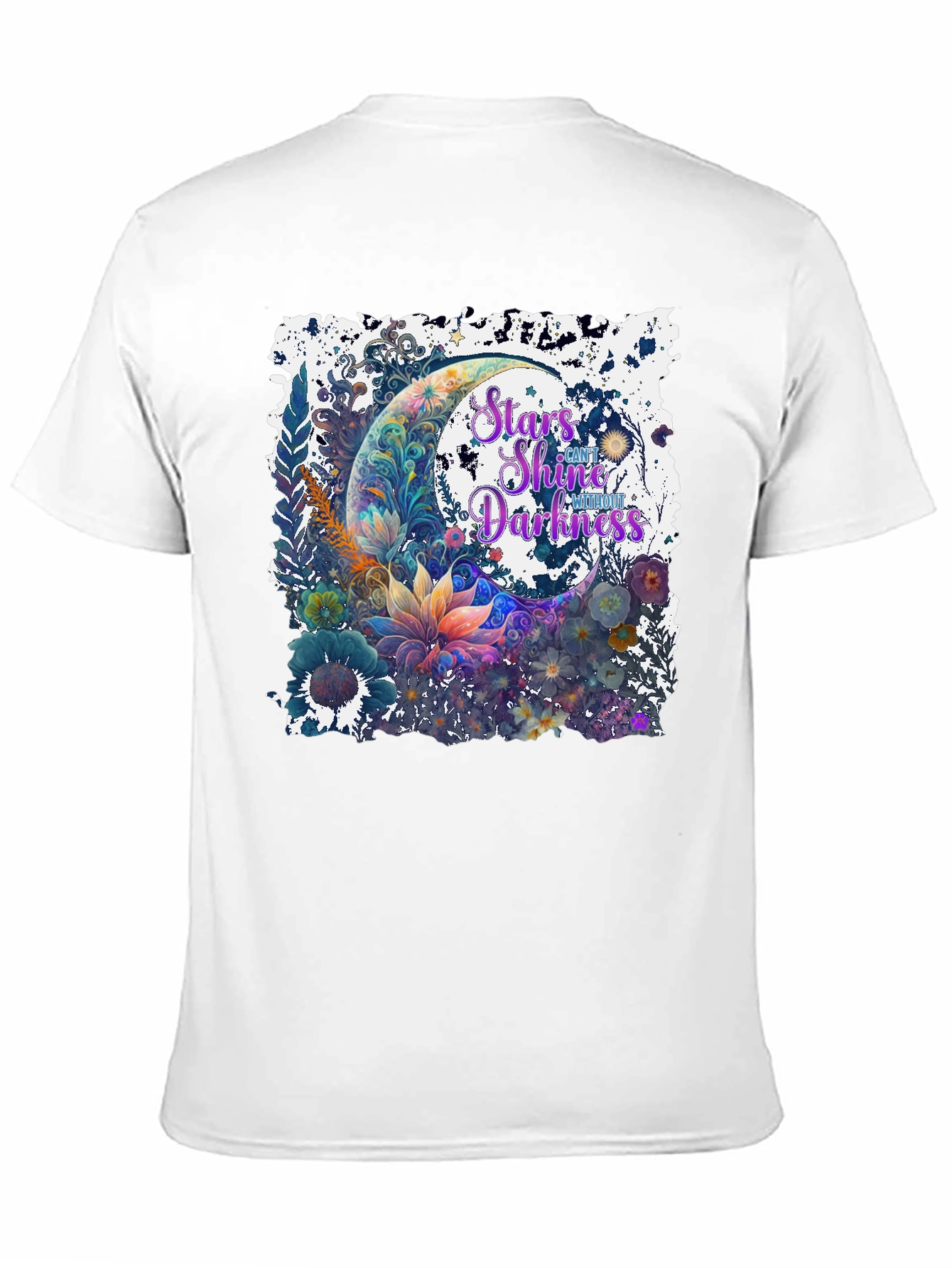 Stars Shine Graphic T-Shirt - Floral Moon Design