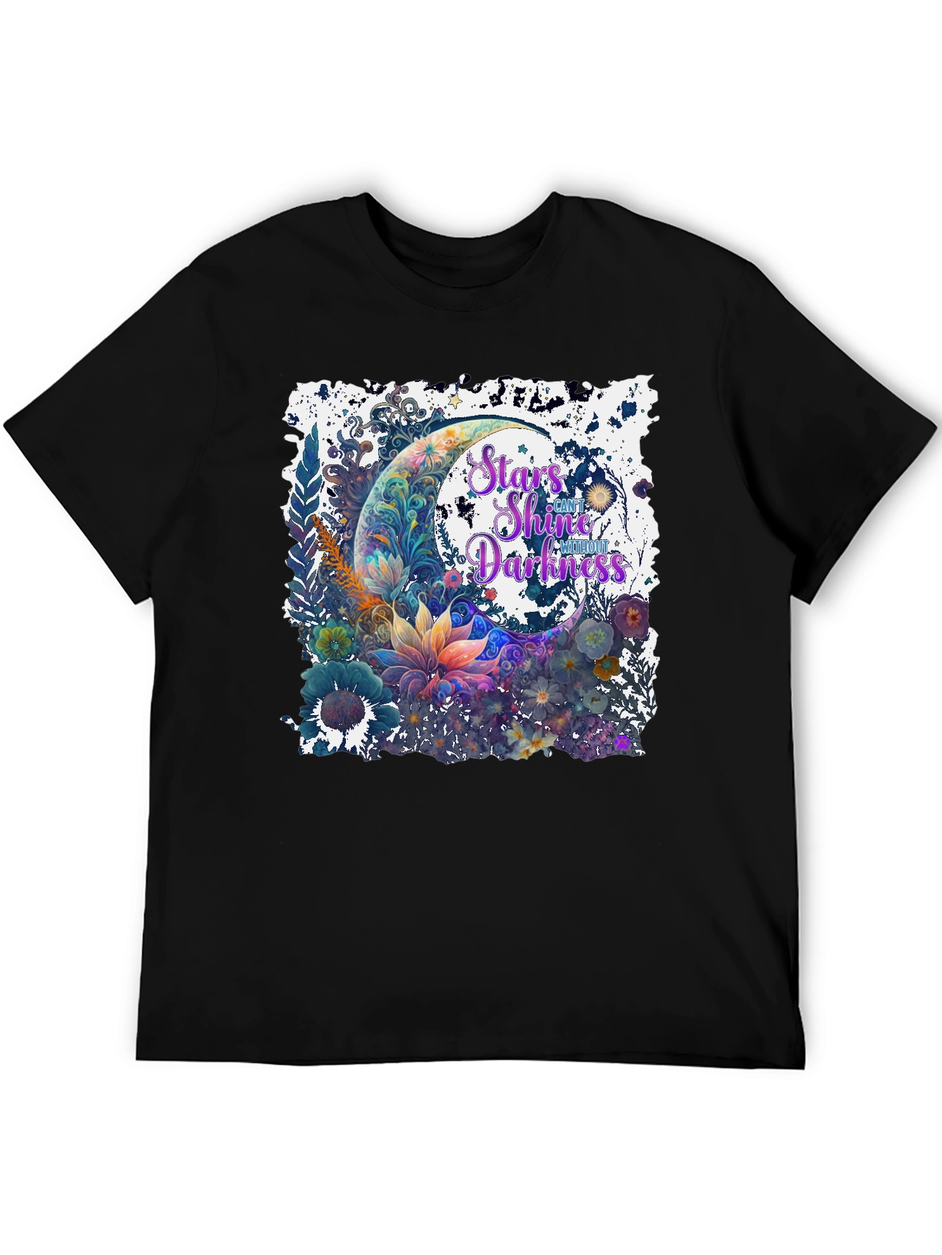 Stars Shine Graphic T-Shirt - Floral Moon Design