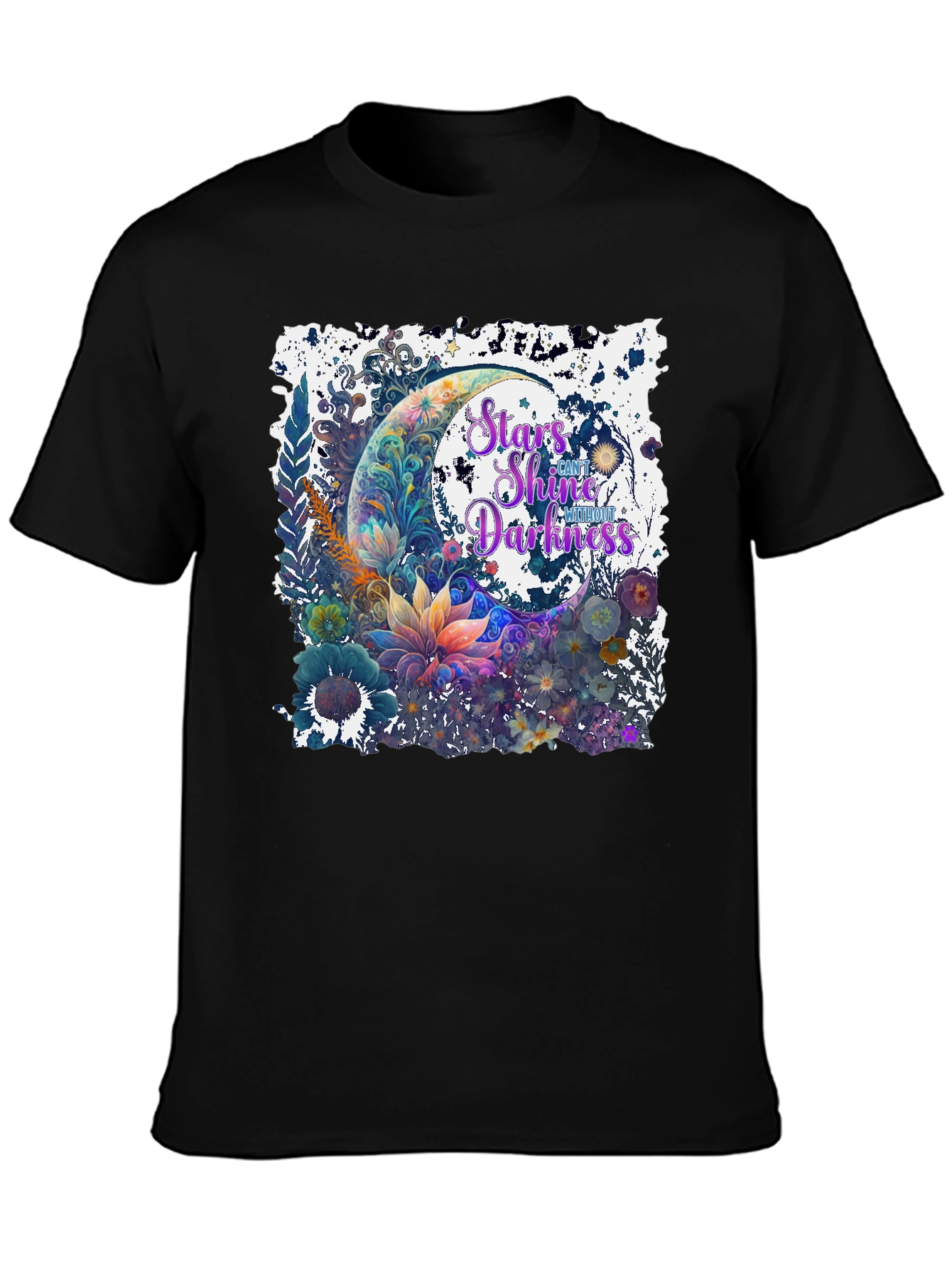 Stars Shine Graphic T-Shirt - Floral Moon Design