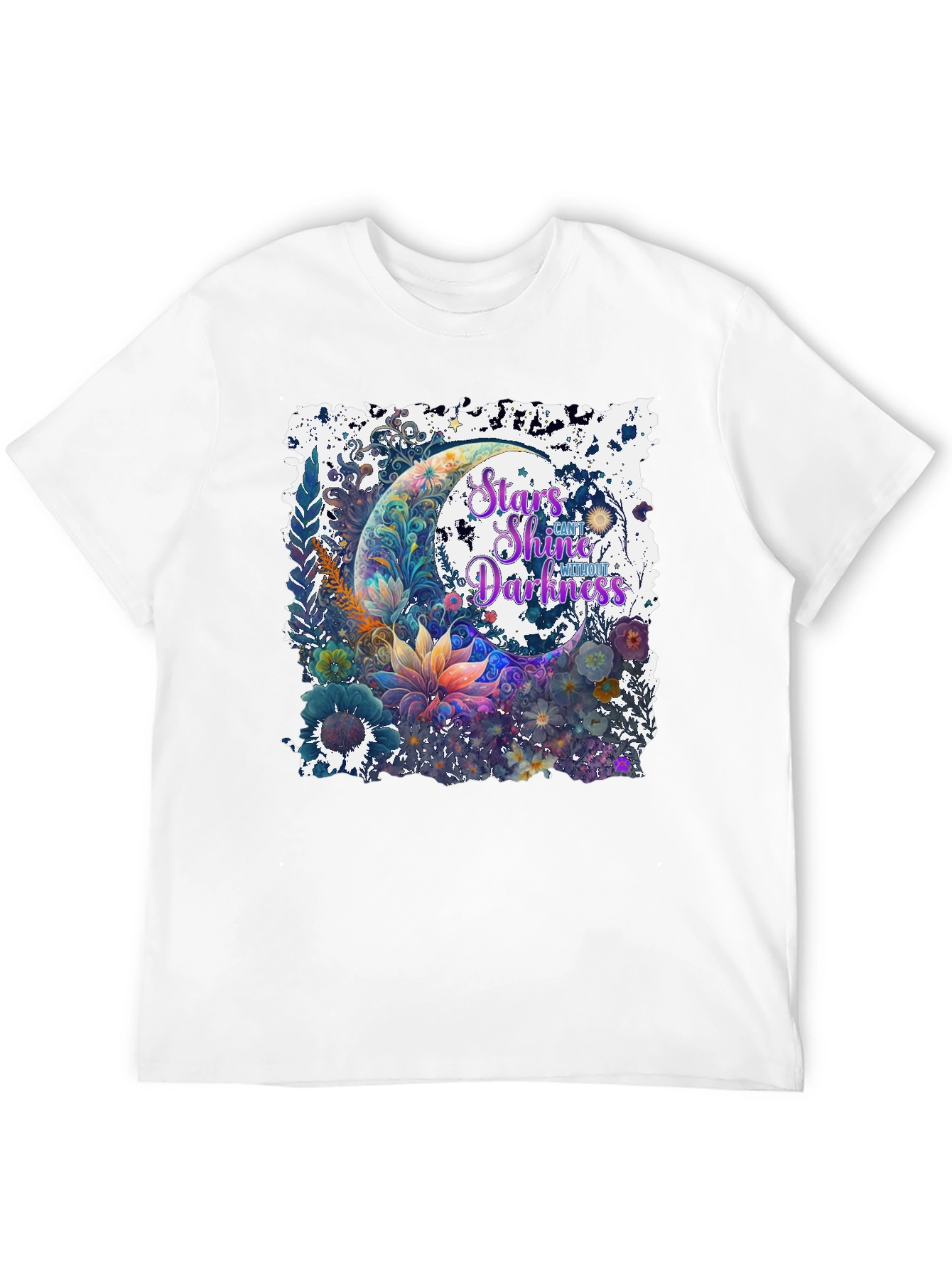 Stars Shine Graphic T-Shirt - Floral Moon Design