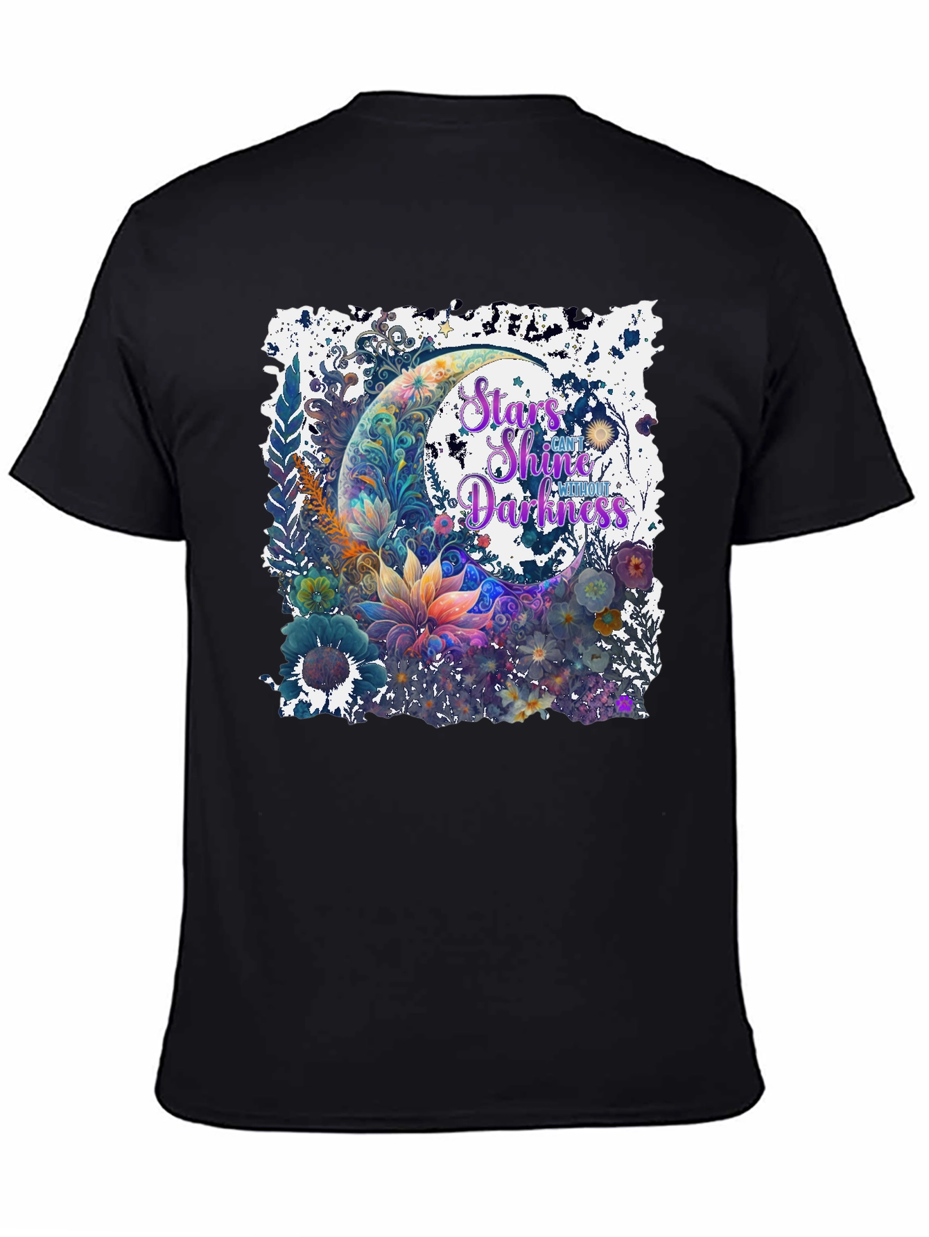 Stars Shine Graphic T-Shirt - Floral Moon Design