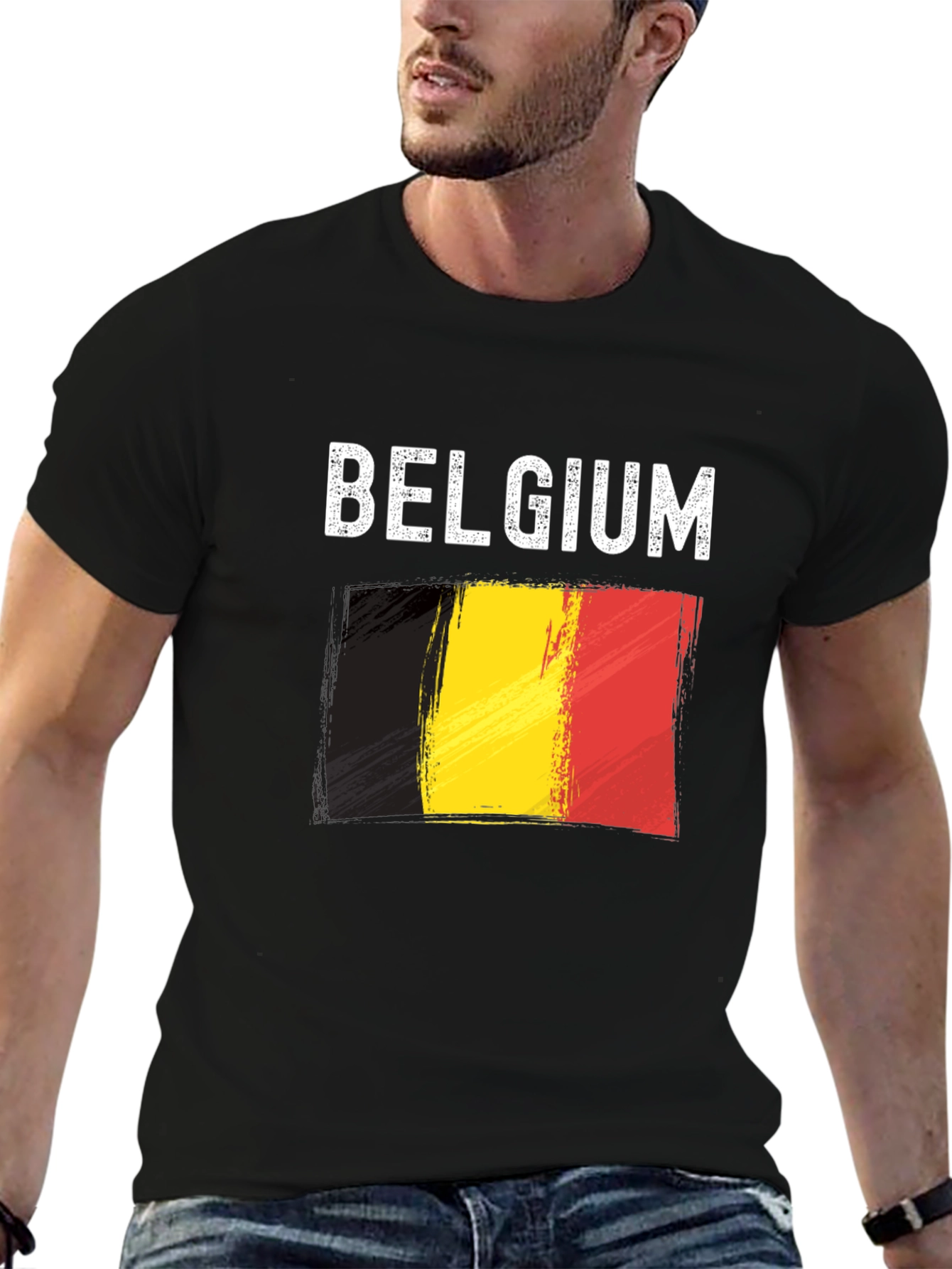Belgium Flag T-Shirt - Black Graphic Tee