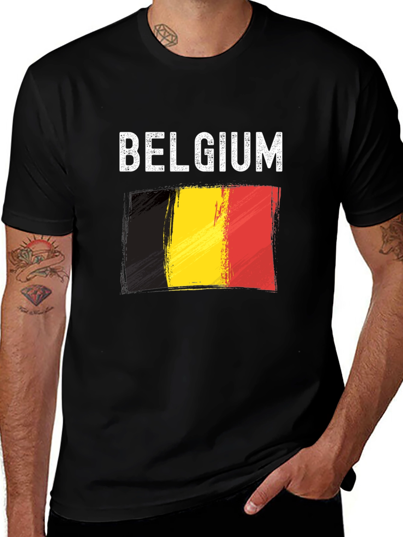 Belgium Flag T-Shirt - Black Graphic Tee