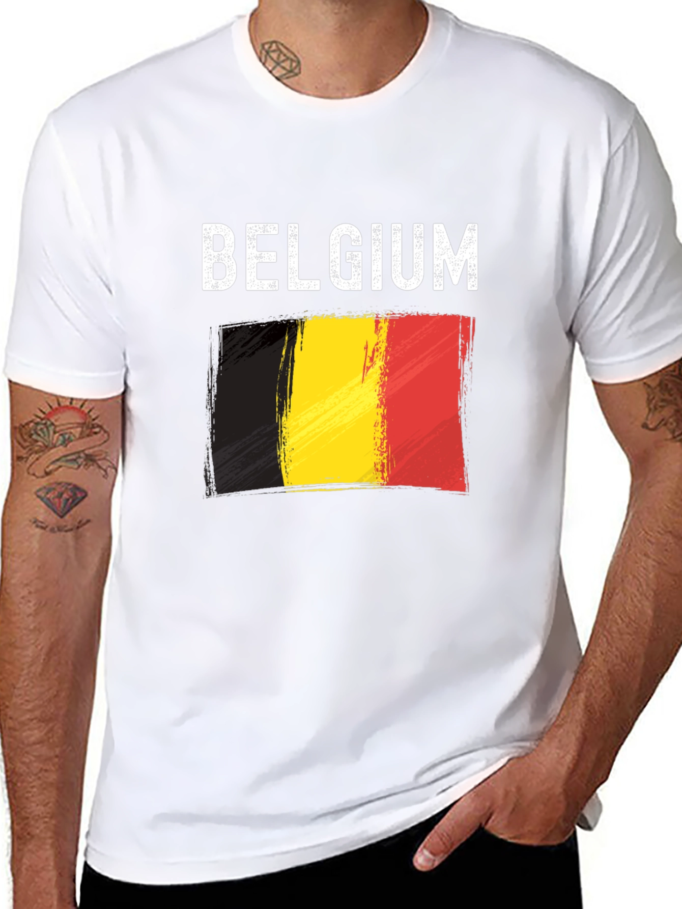 Belgium Flag T-Shirt - Black Graphic Tee