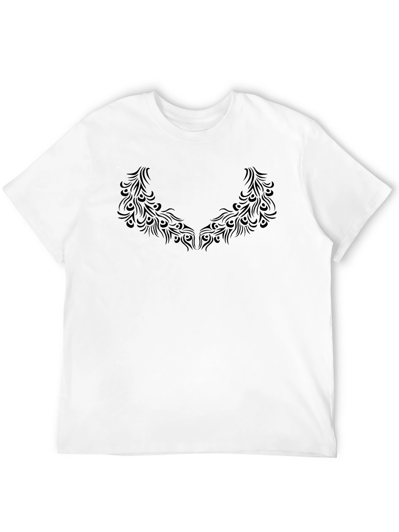 Mens Black T-Shirt with Ornamental Print