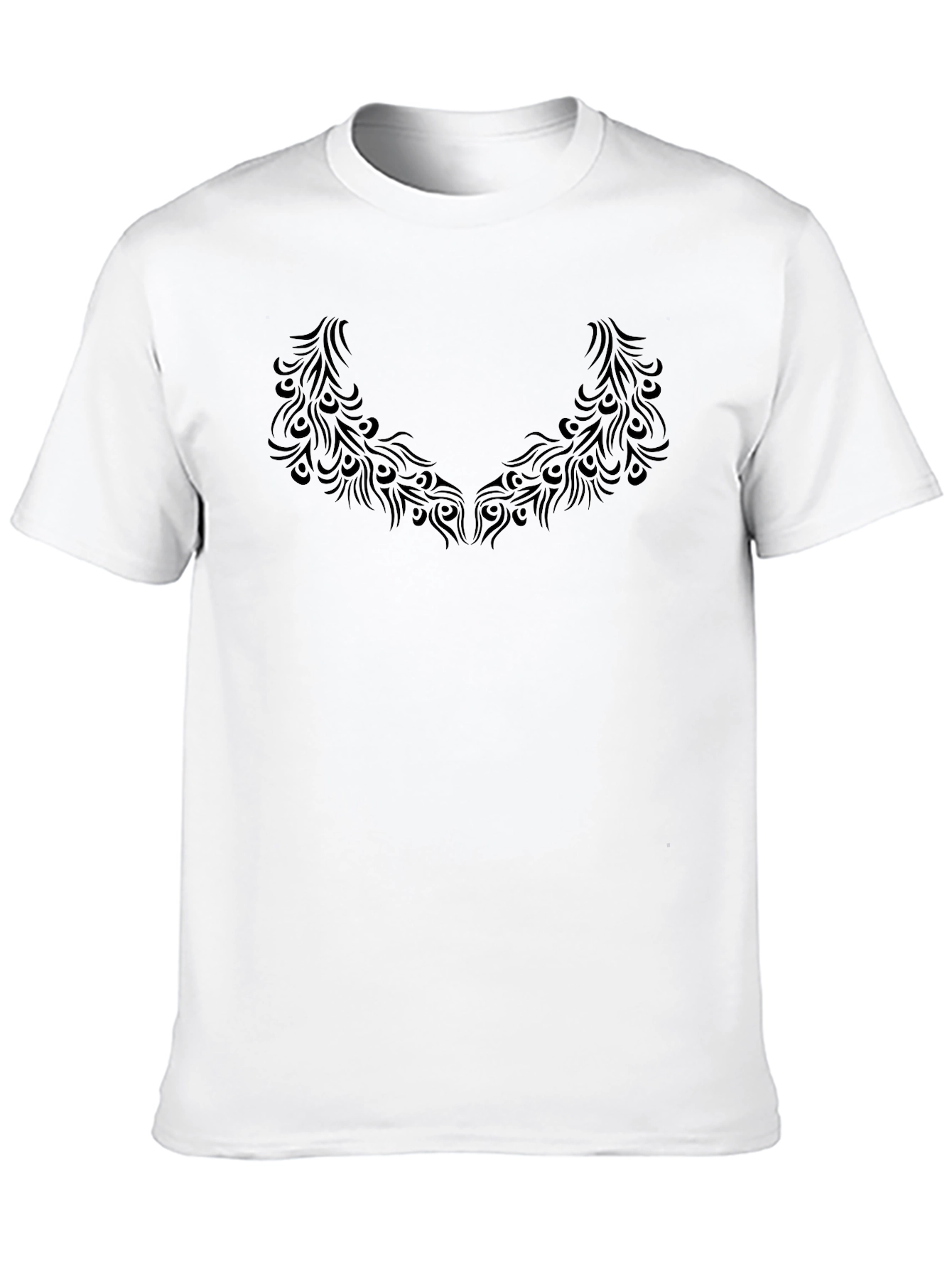 Mens Black T-Shirt with Ornamental Print