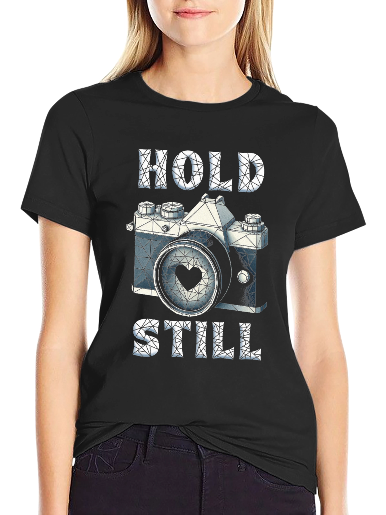 Geometric Camera Heart T-Shirt: Hold Still