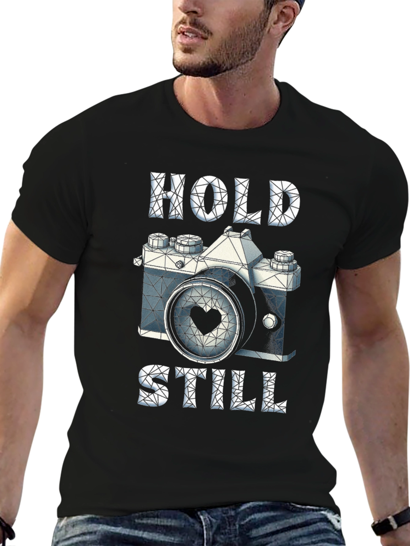 Geometric Camera Heart T-Shirt: Hold Still