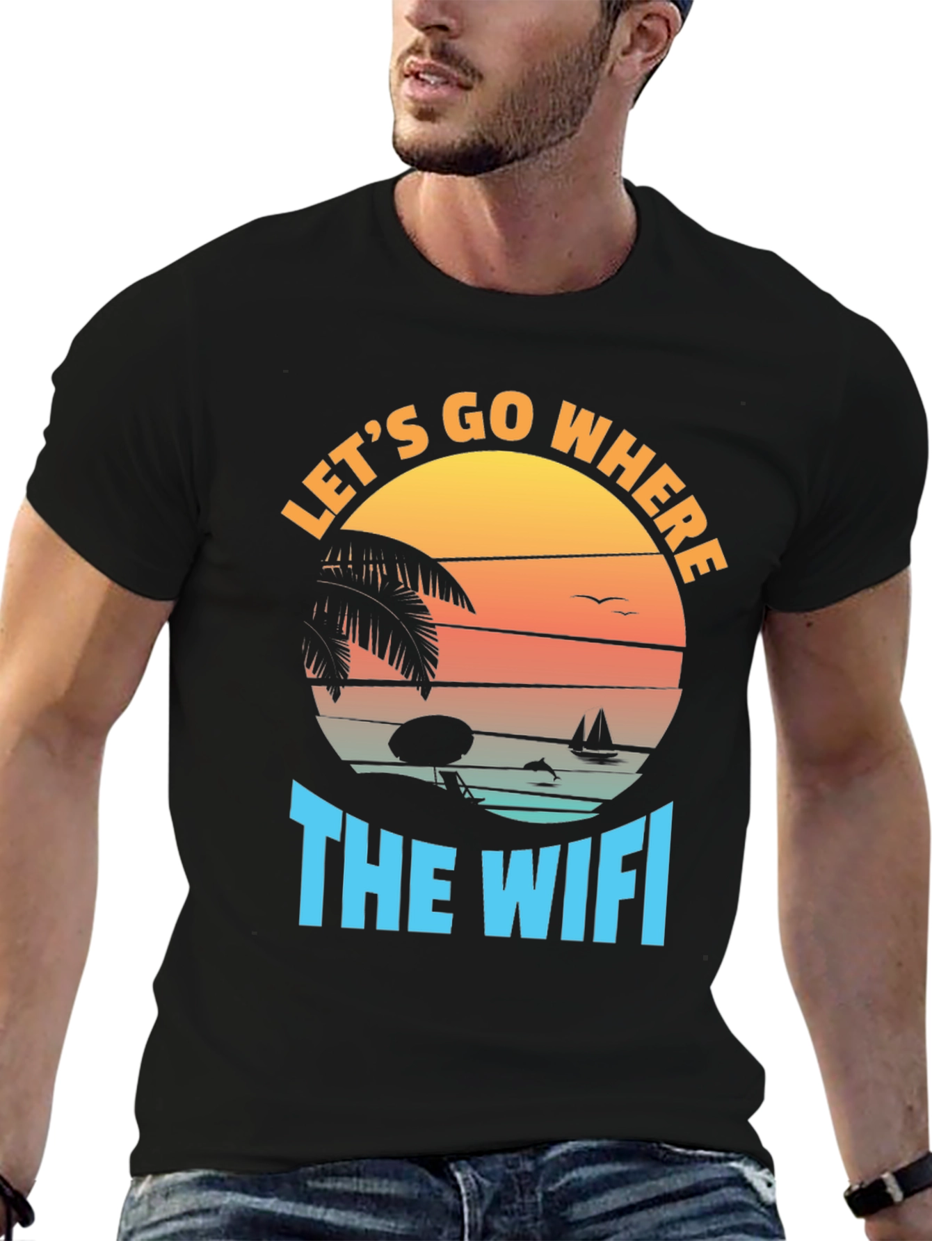 Lets Go Where The WiFi is Weak Black T-Shirt