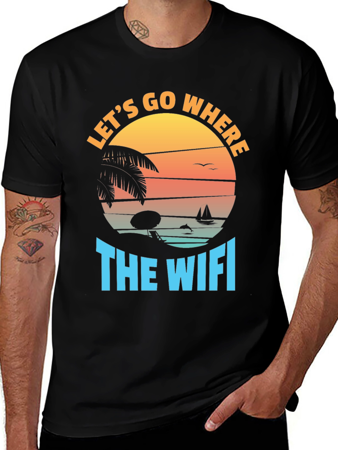 Lets Go Where The WiFi is Weak Black T-Shirt