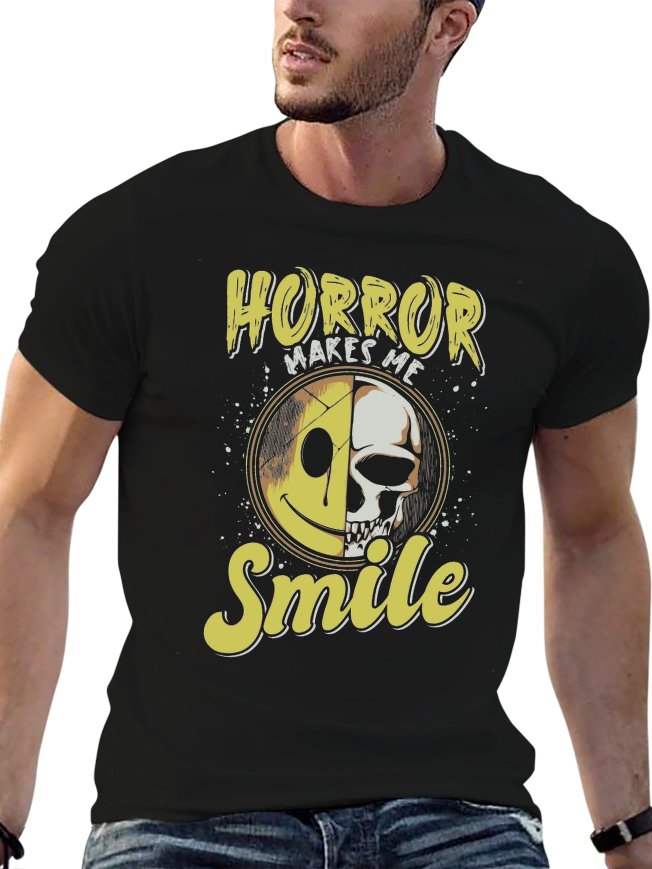 Horror Makes Me Smile Black T-Shirt