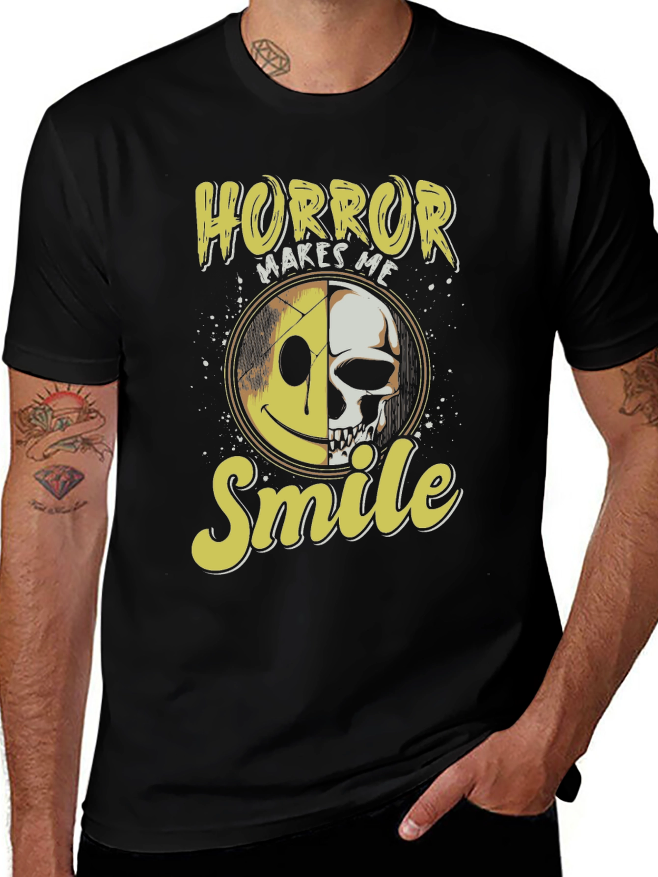 Horror Makes Me Smile Black T-Shirt