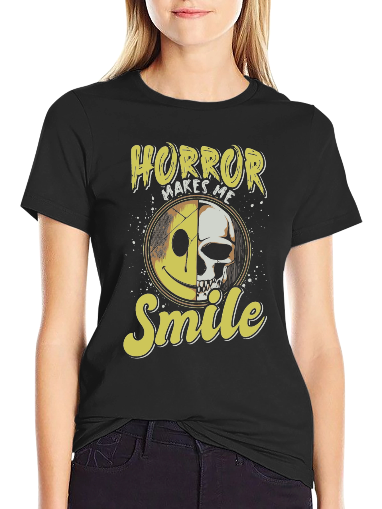 Horror Makes Me Smile Black T-Shirt