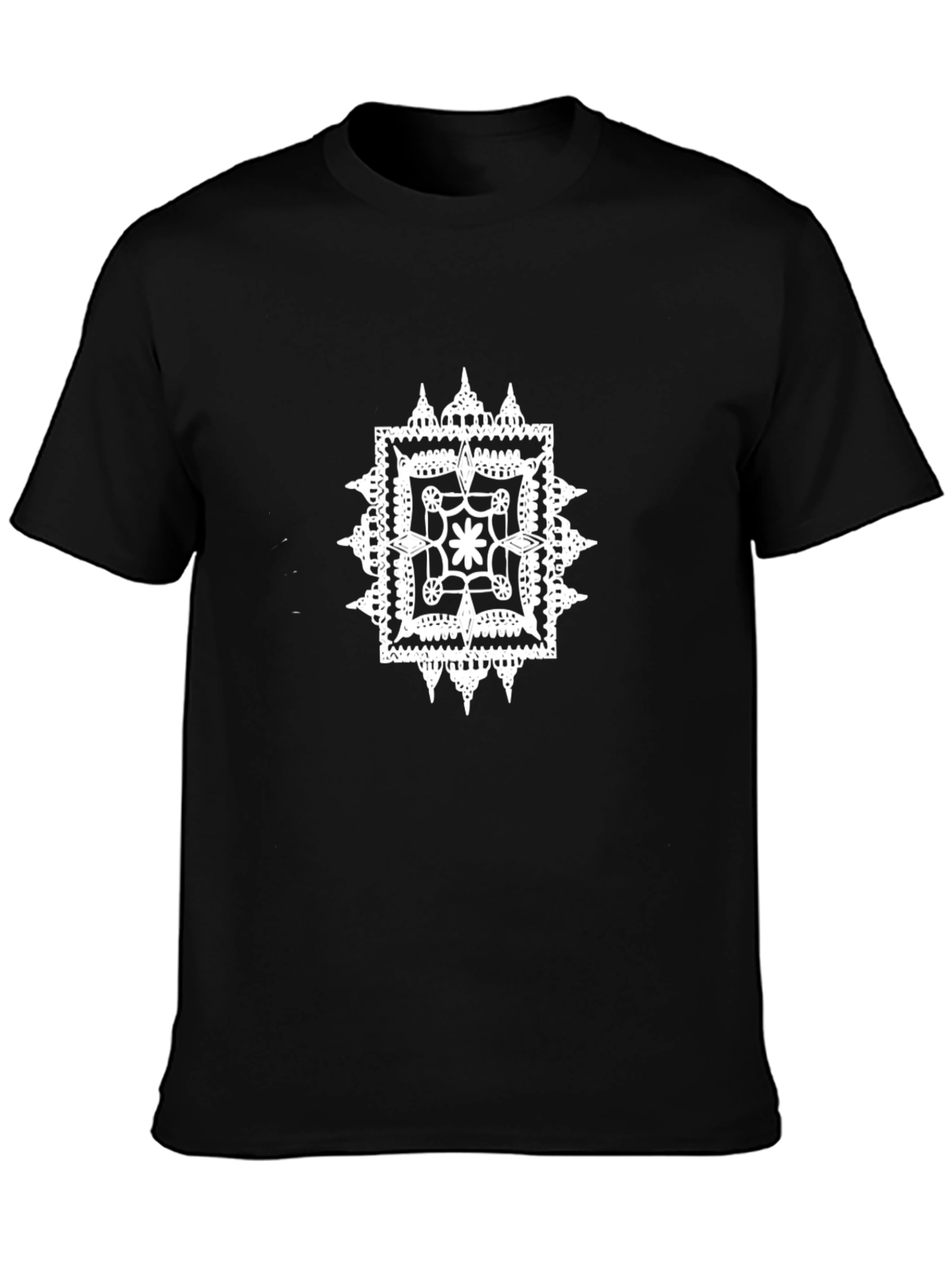 Mens Black Tee with White Geometric Graphic
