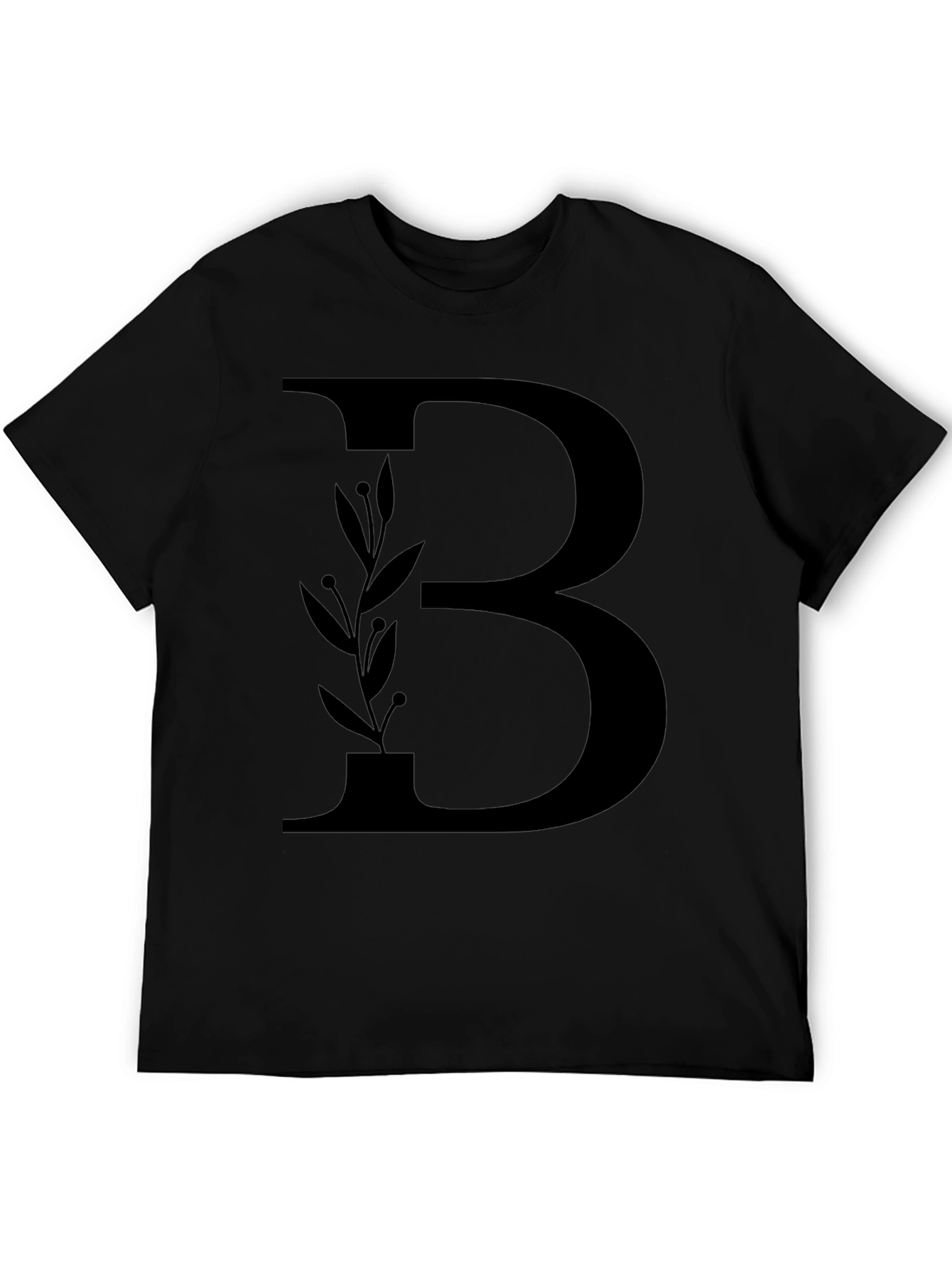 Black Initial B Floral Graphic Tee