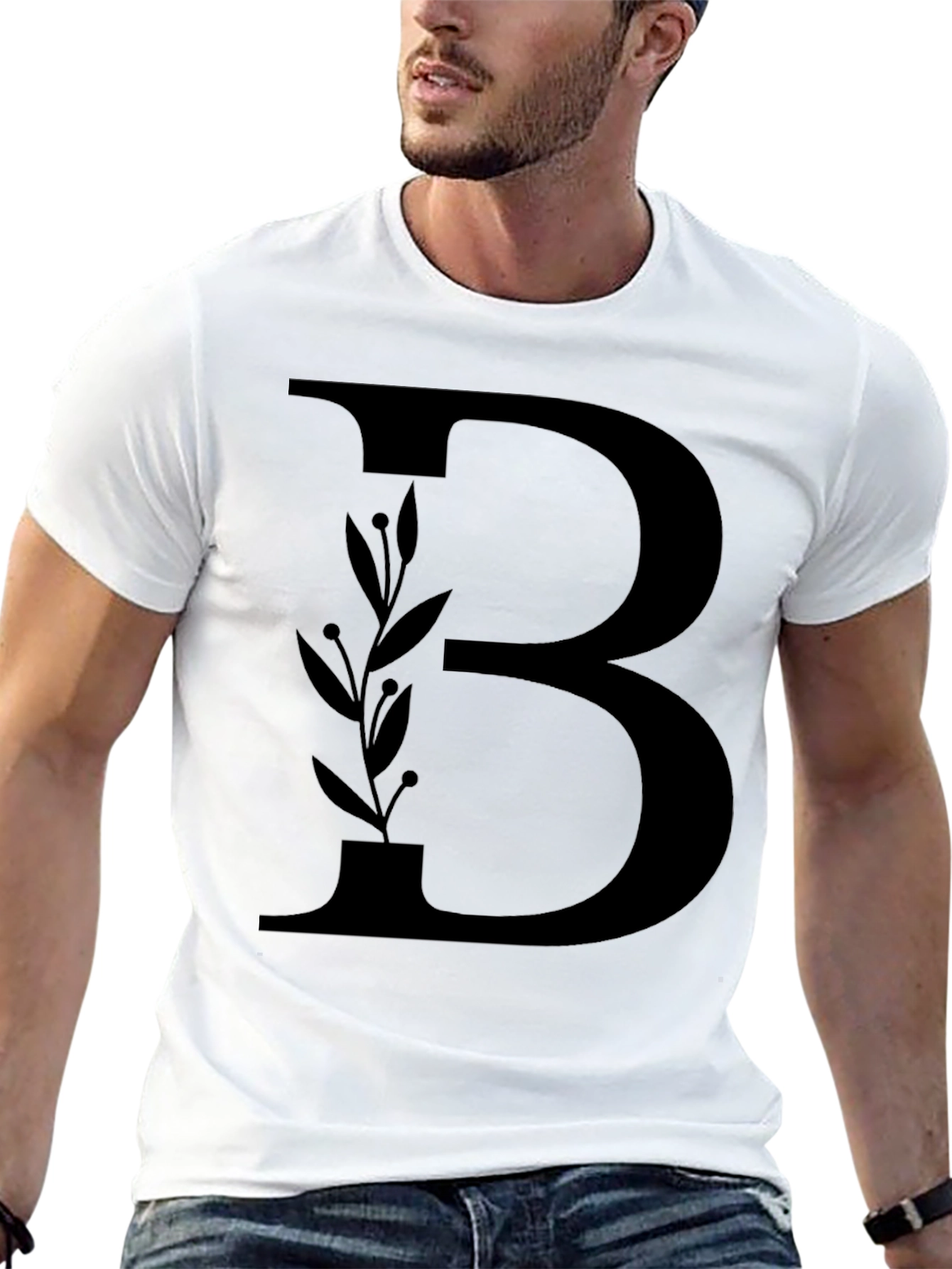 Black Initial B Floral Graphic Tee