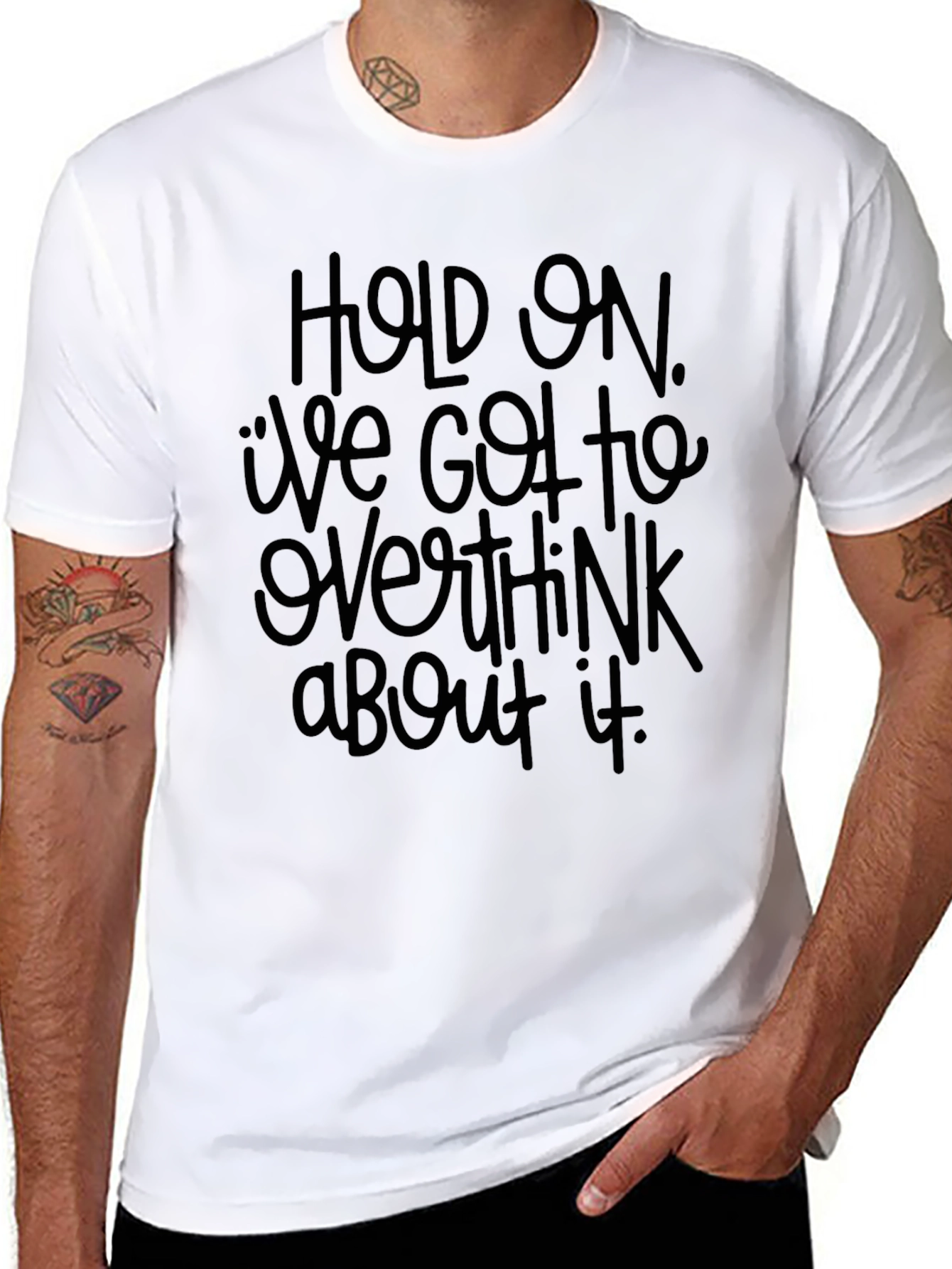 Hold On Overthink T-Shirt - Black Graphic Tee
