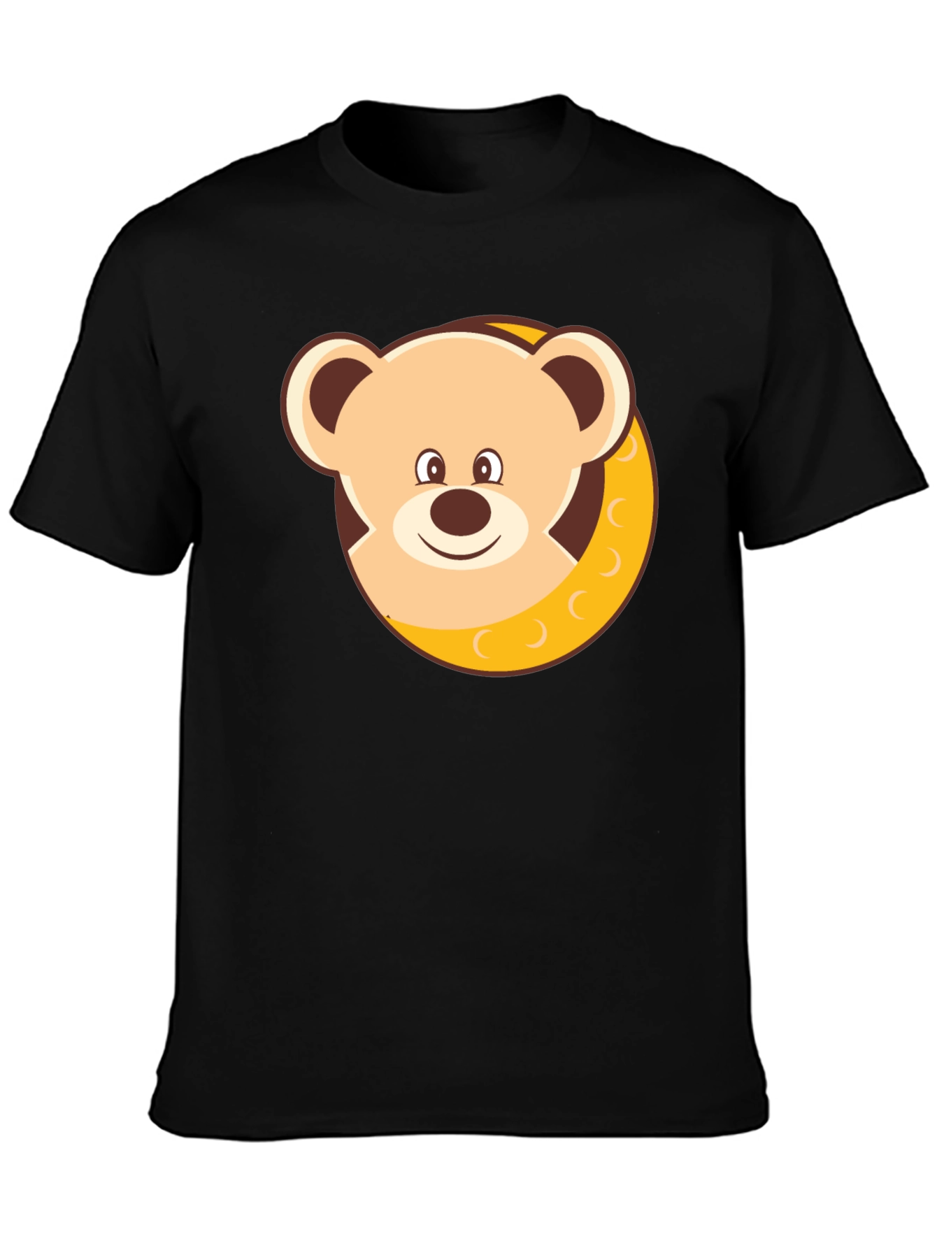 Cute Teddy Bear Graphic T-Shirt - Black