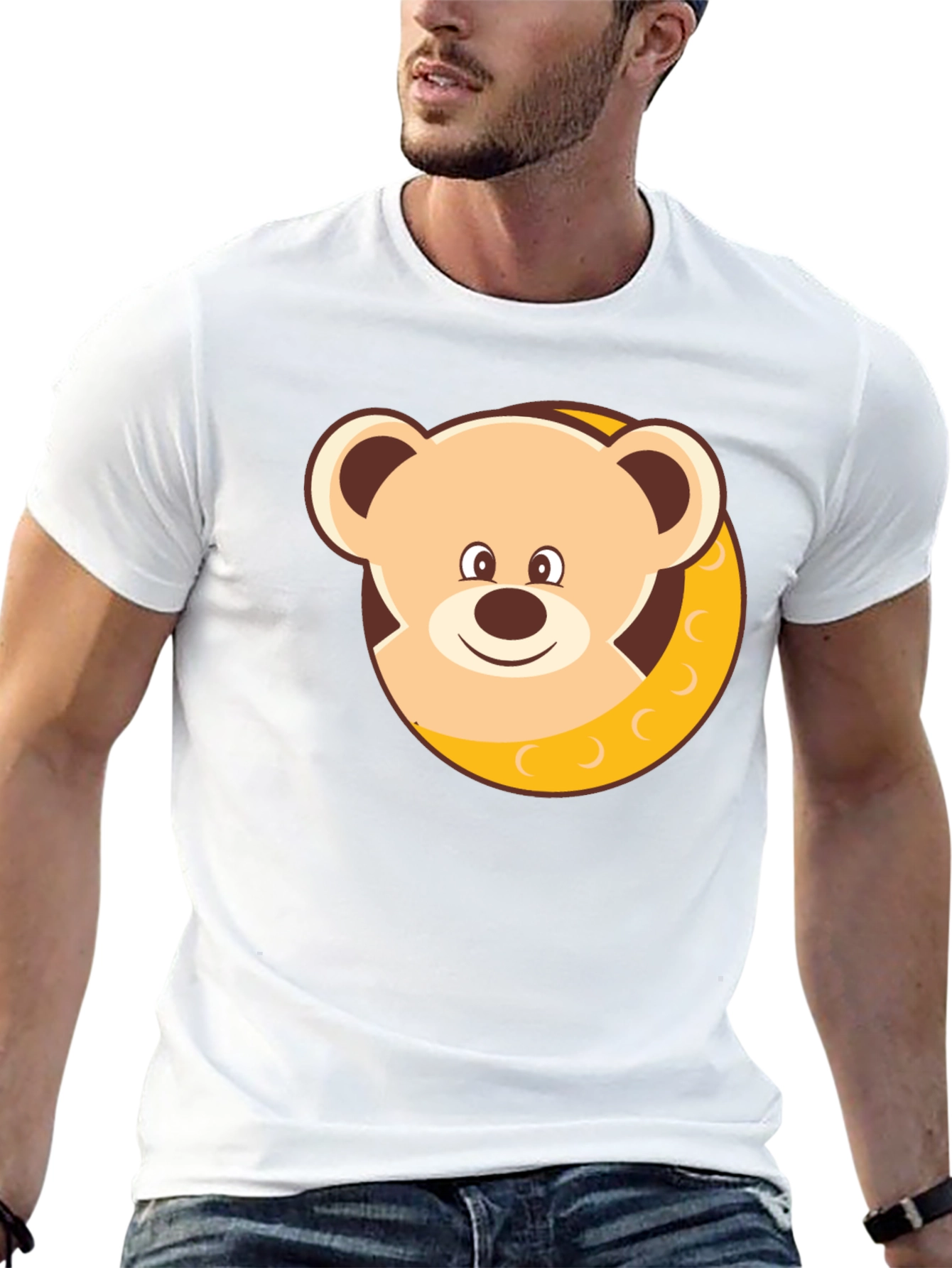 Cute Teddy Bear Graphic T-Shirt - Black