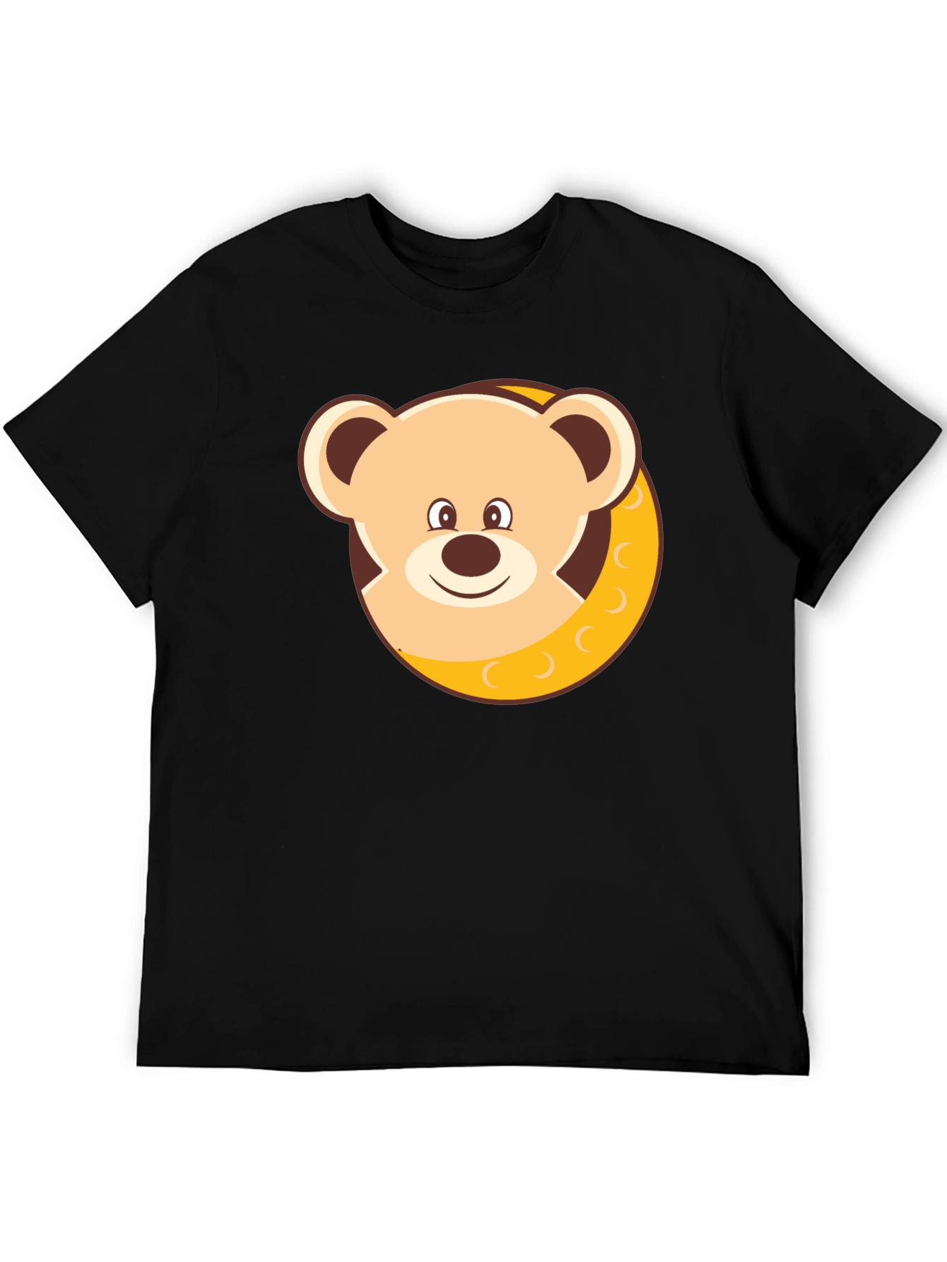 Cute Teddy Bear Graphic T-Shirt - Black