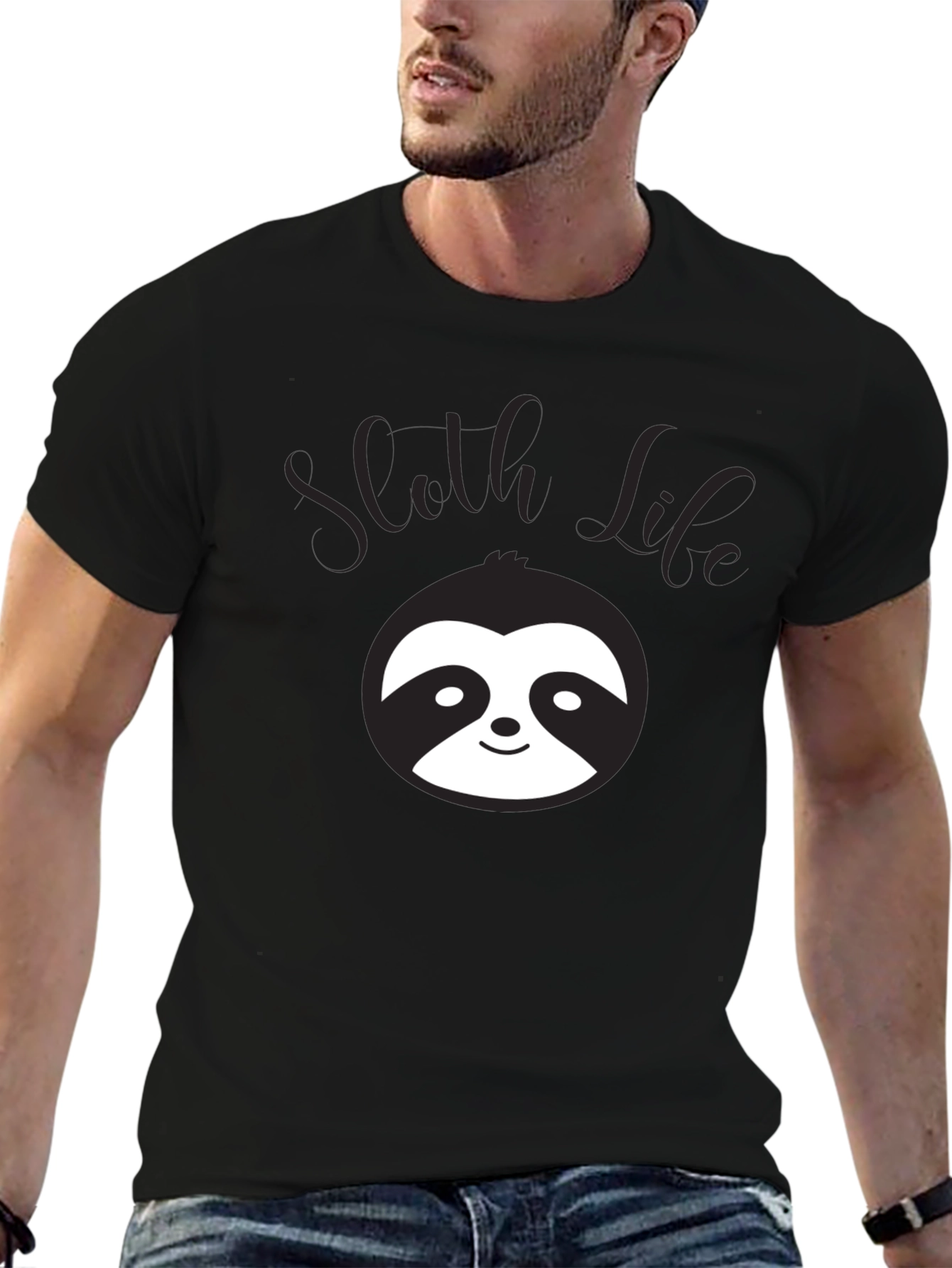 Sloth Life Graphic T-Shirt - Black