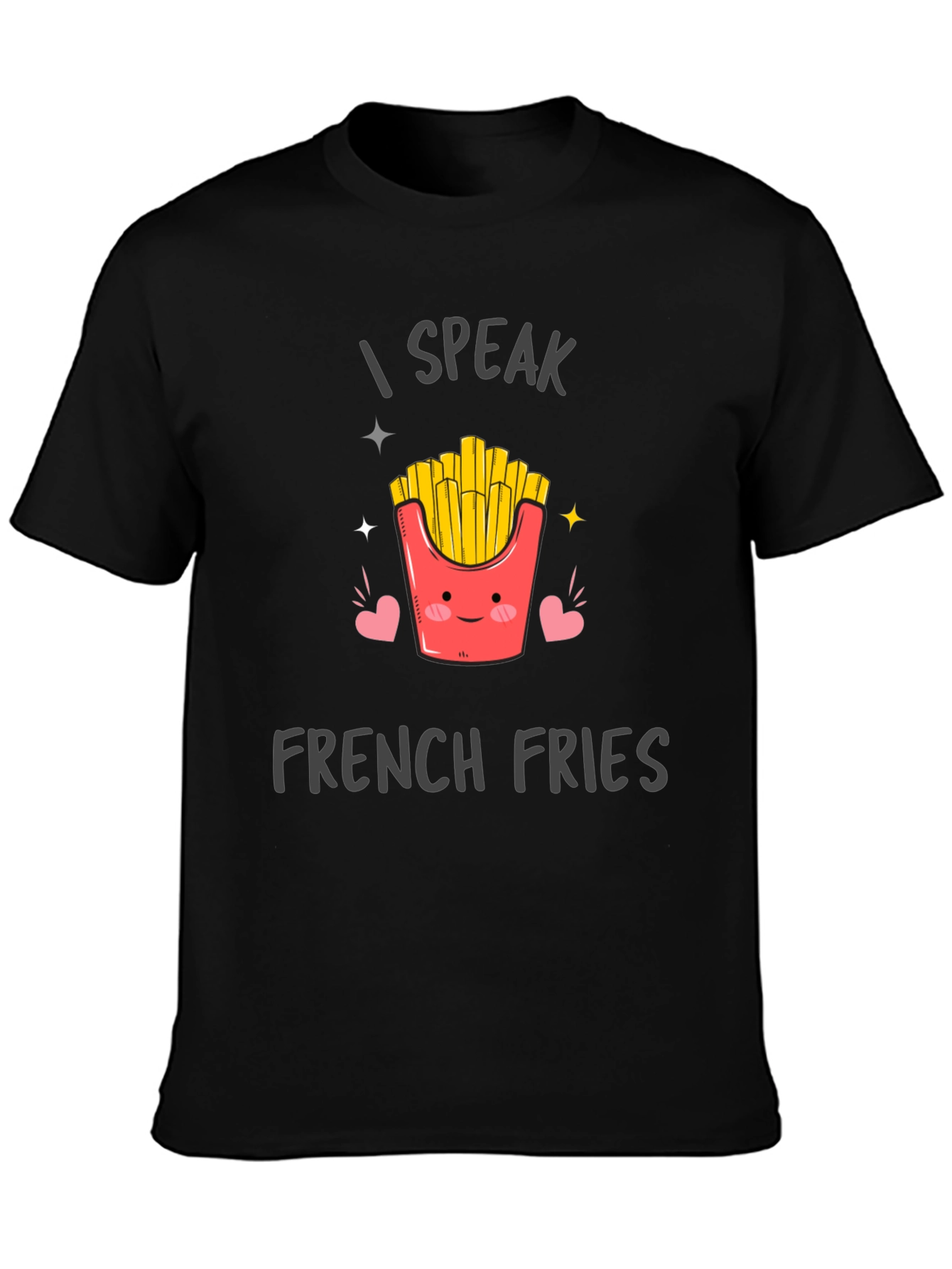 I Speak French Fries Black Graphic Tee