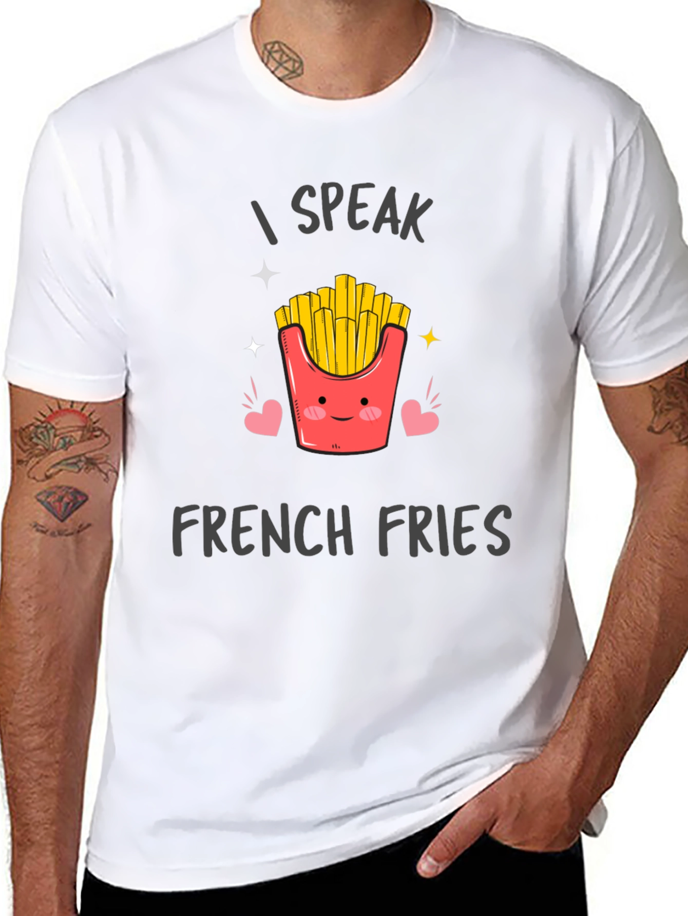 I Speak French Fries Black Graphic Tee