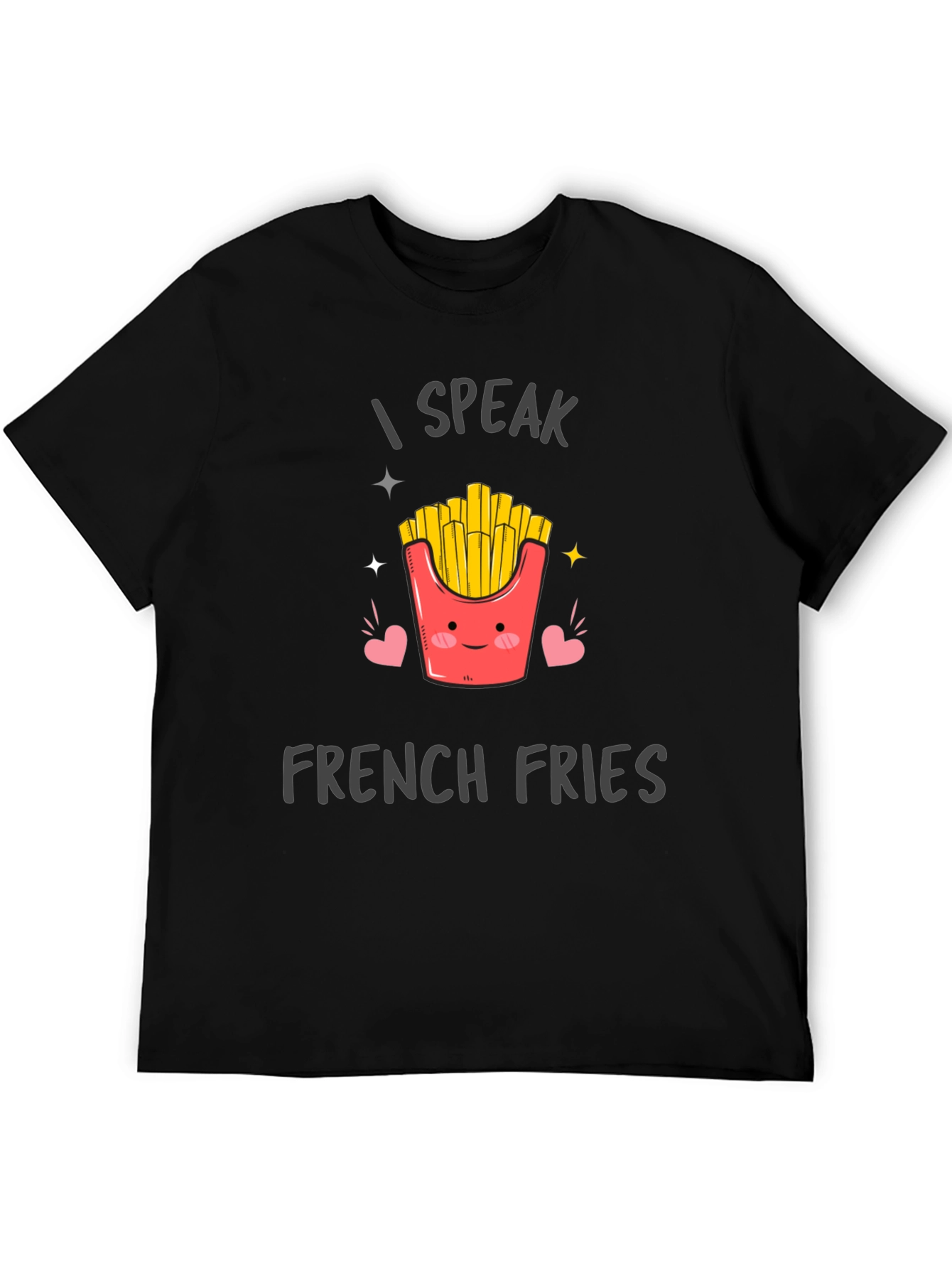 I Speak French Fries Black Graphic Tee