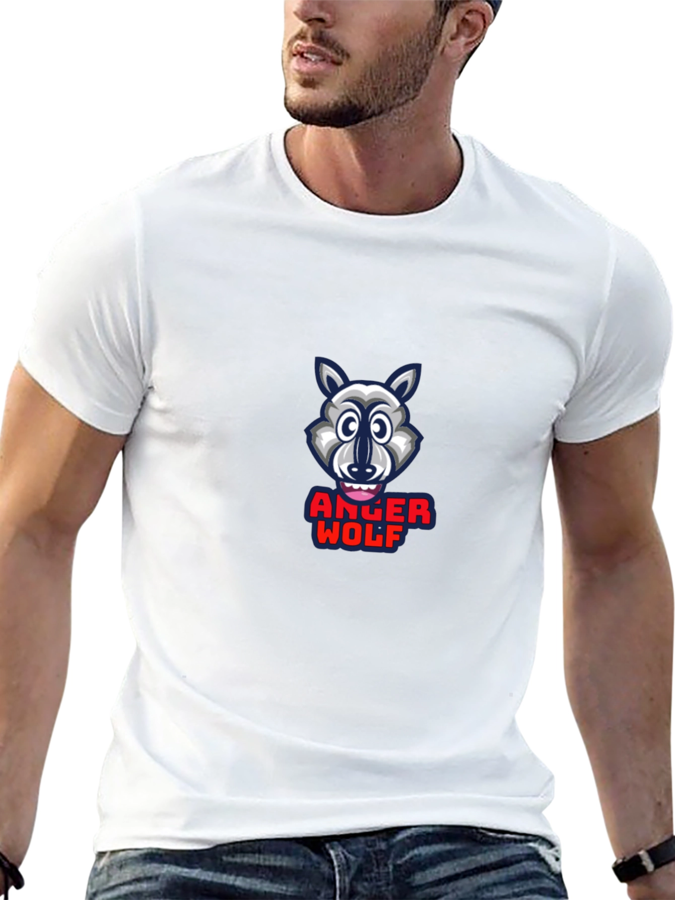 Anger Wolf Graphic Print Black T-Shirt