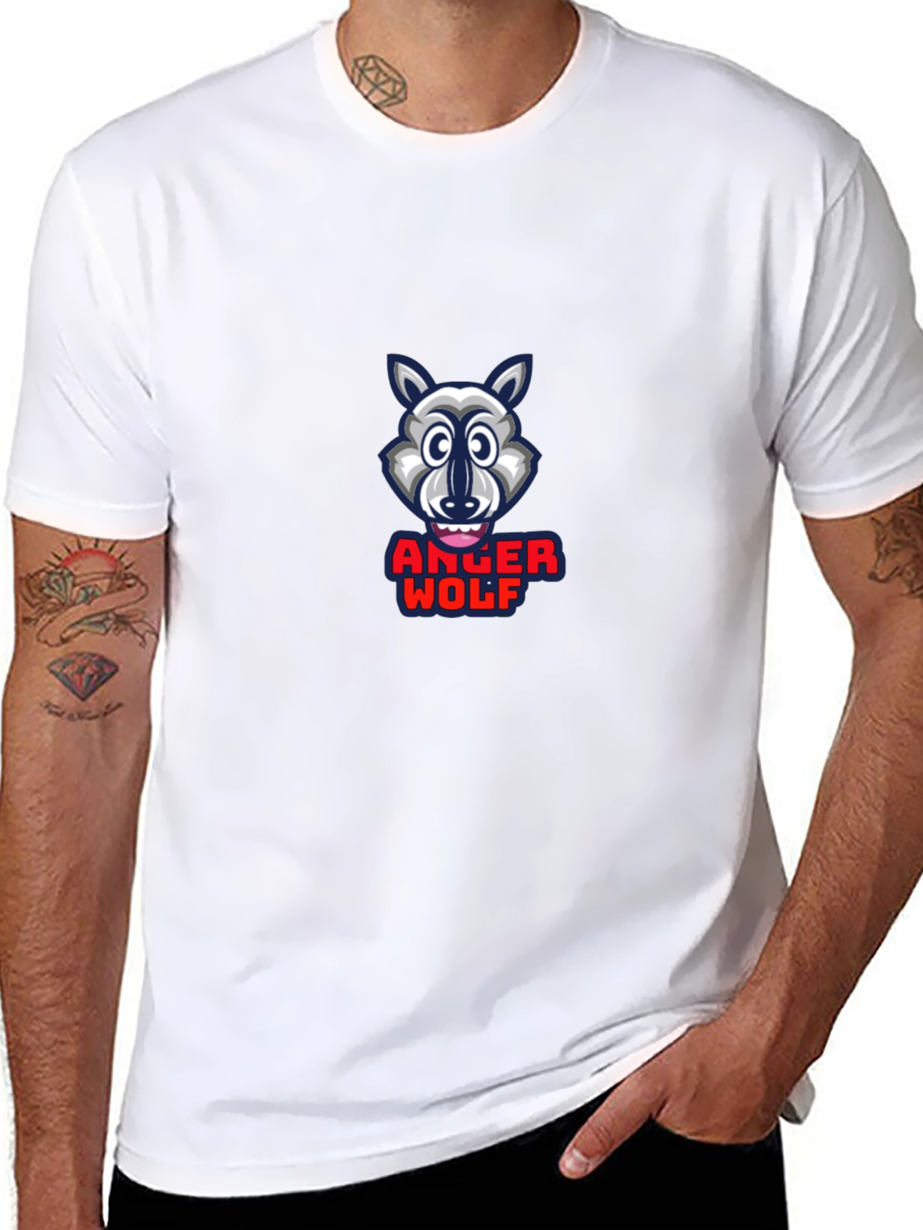 Anger Wolf Graphic Print Black T-Shirt