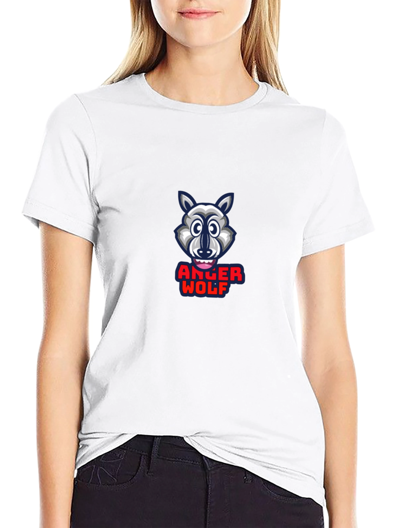 Anger Wolf Graphic Print Black T-Shirt