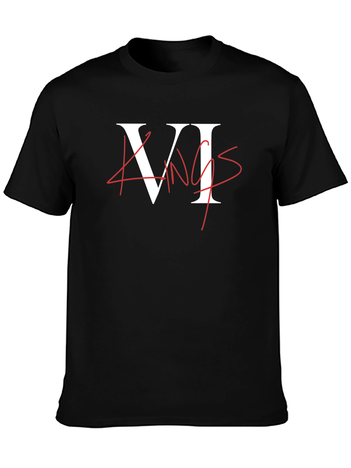 VI Kings Graphic Tee - Black Crew Neck T-Shirt