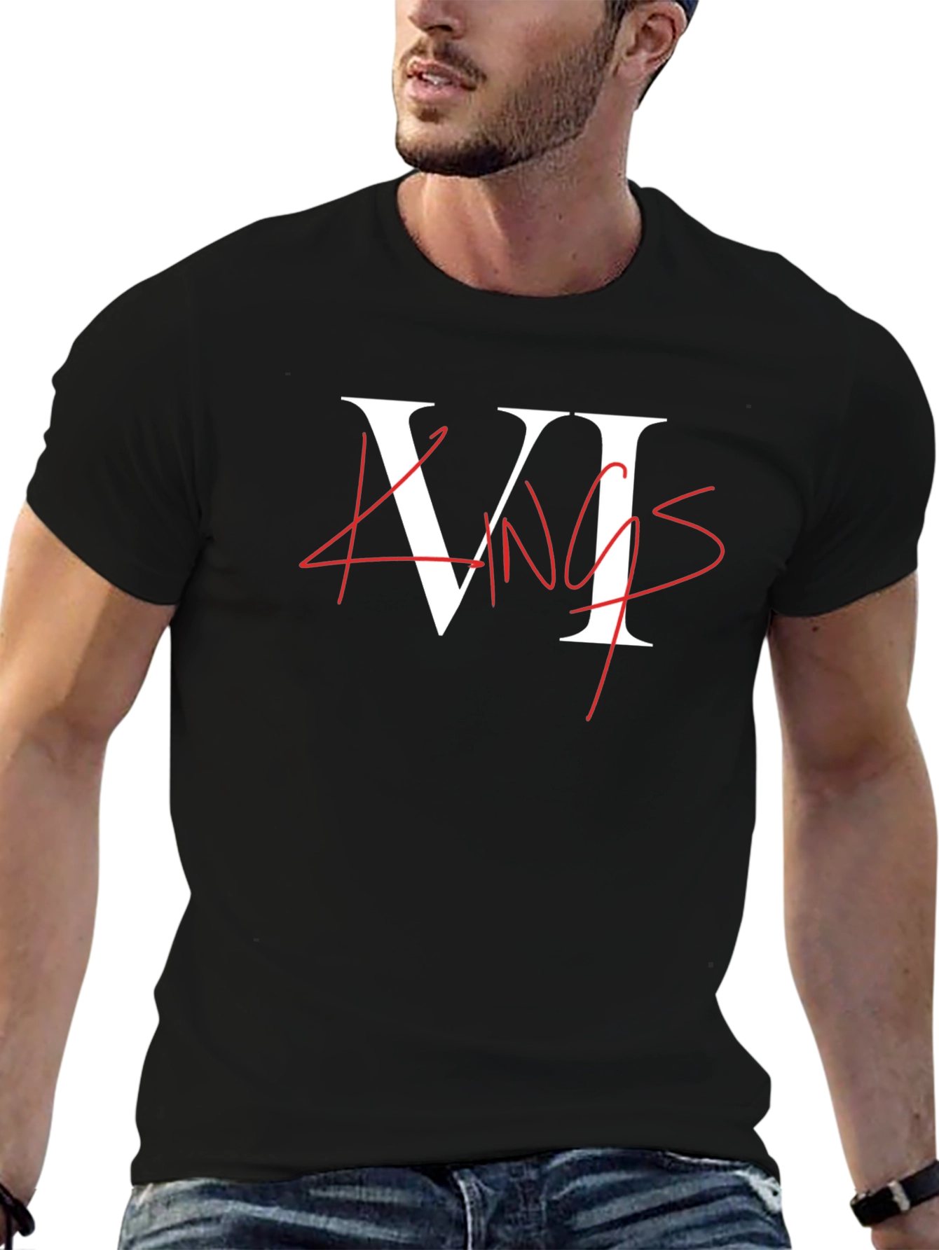 VI Kings Graphic Tee - Black Crew Neck T-Shirt