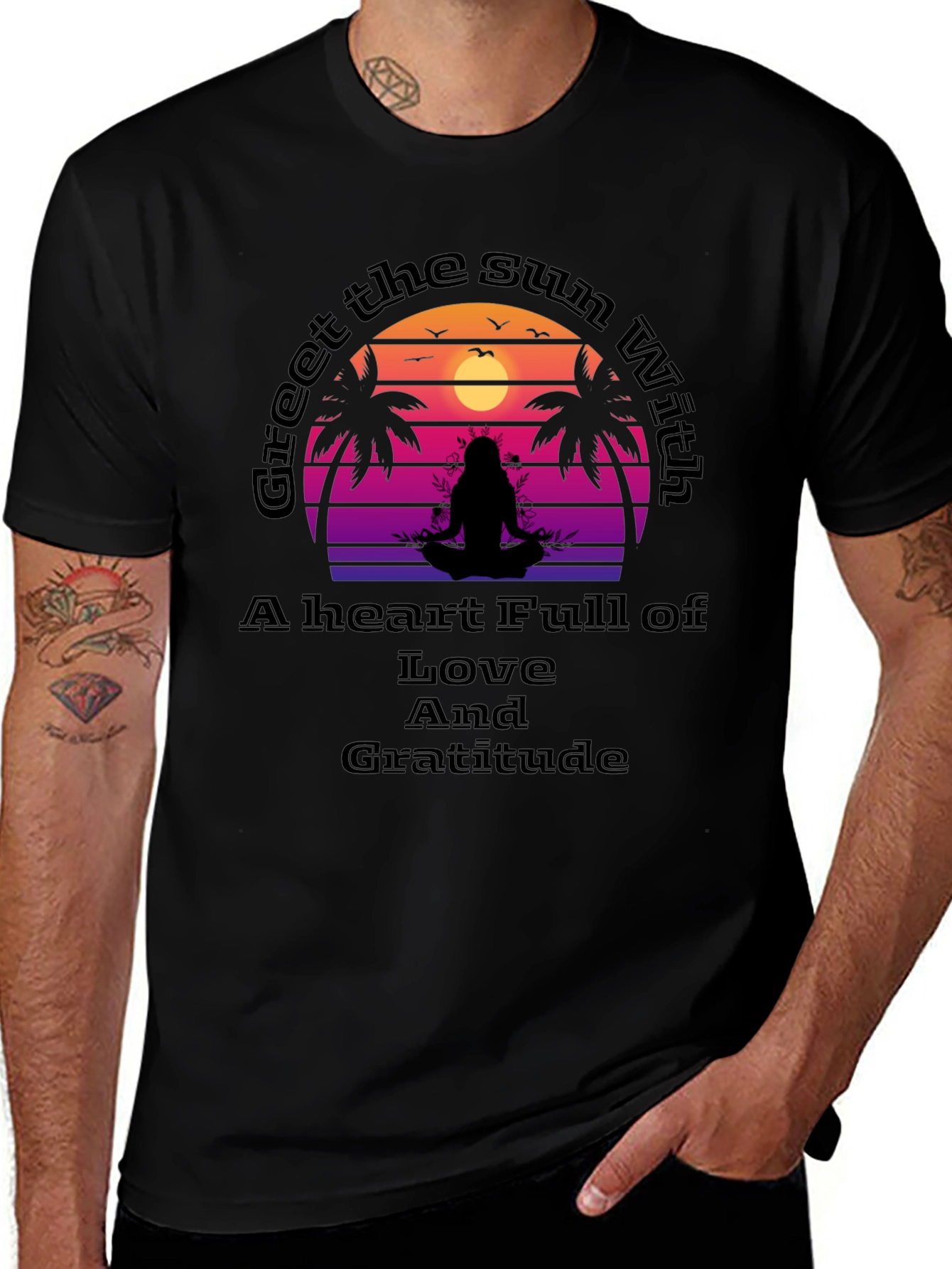 Meditative Sunset Graphic Tee - Love & Gratitude