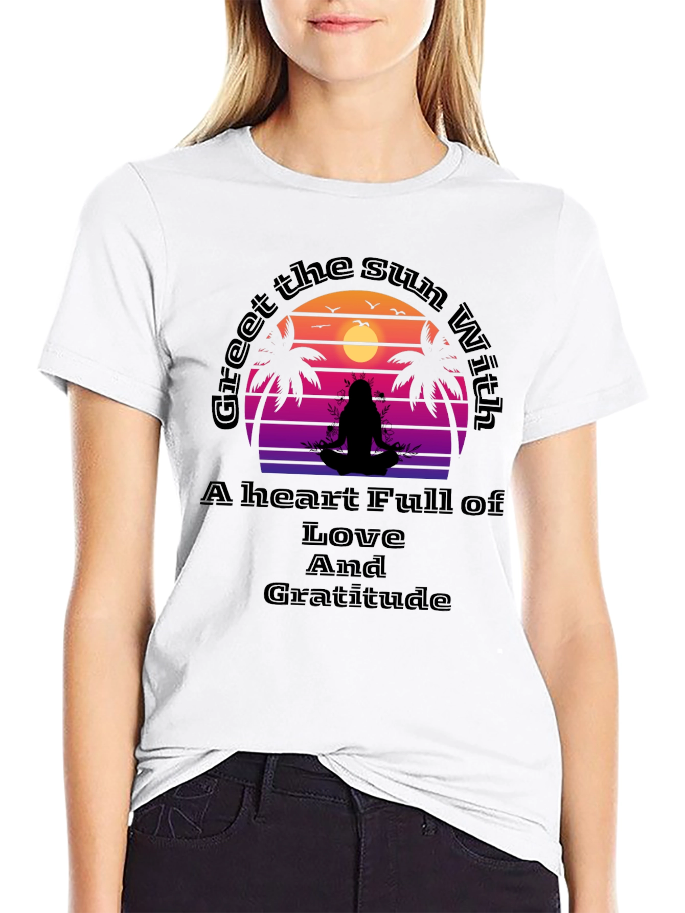 Meditative Sunset Graphic Tee - Love & Gratitude