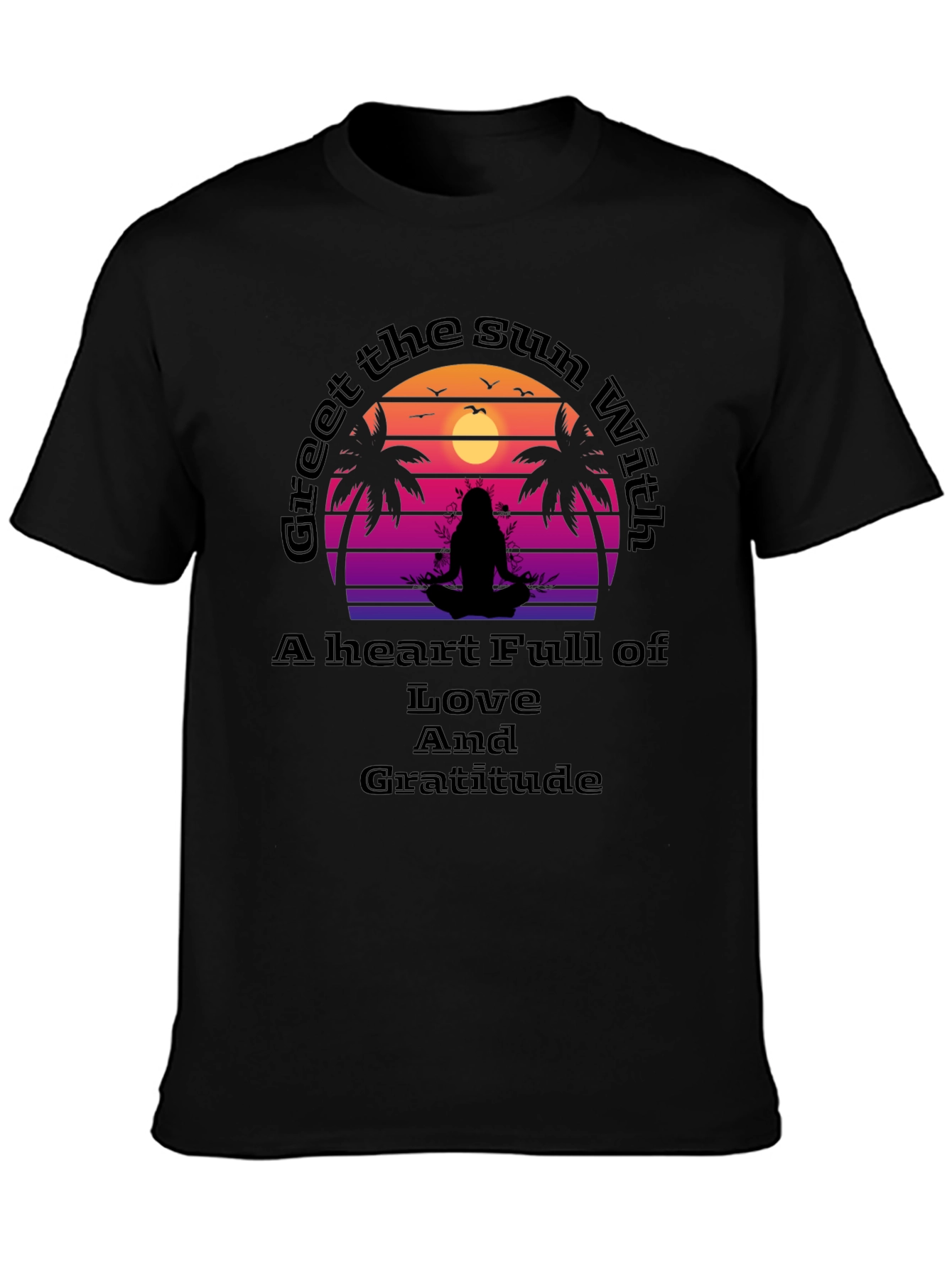 Meditative Sunset Graphic Tee - Love & Gratitude