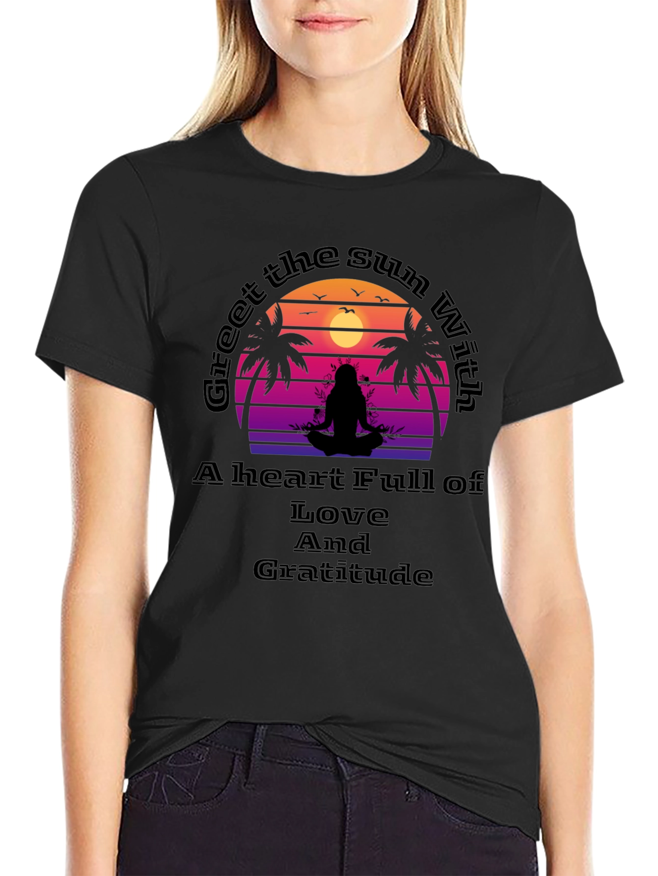 Meditative Sunset Graphic Tee - Love & Gratitude