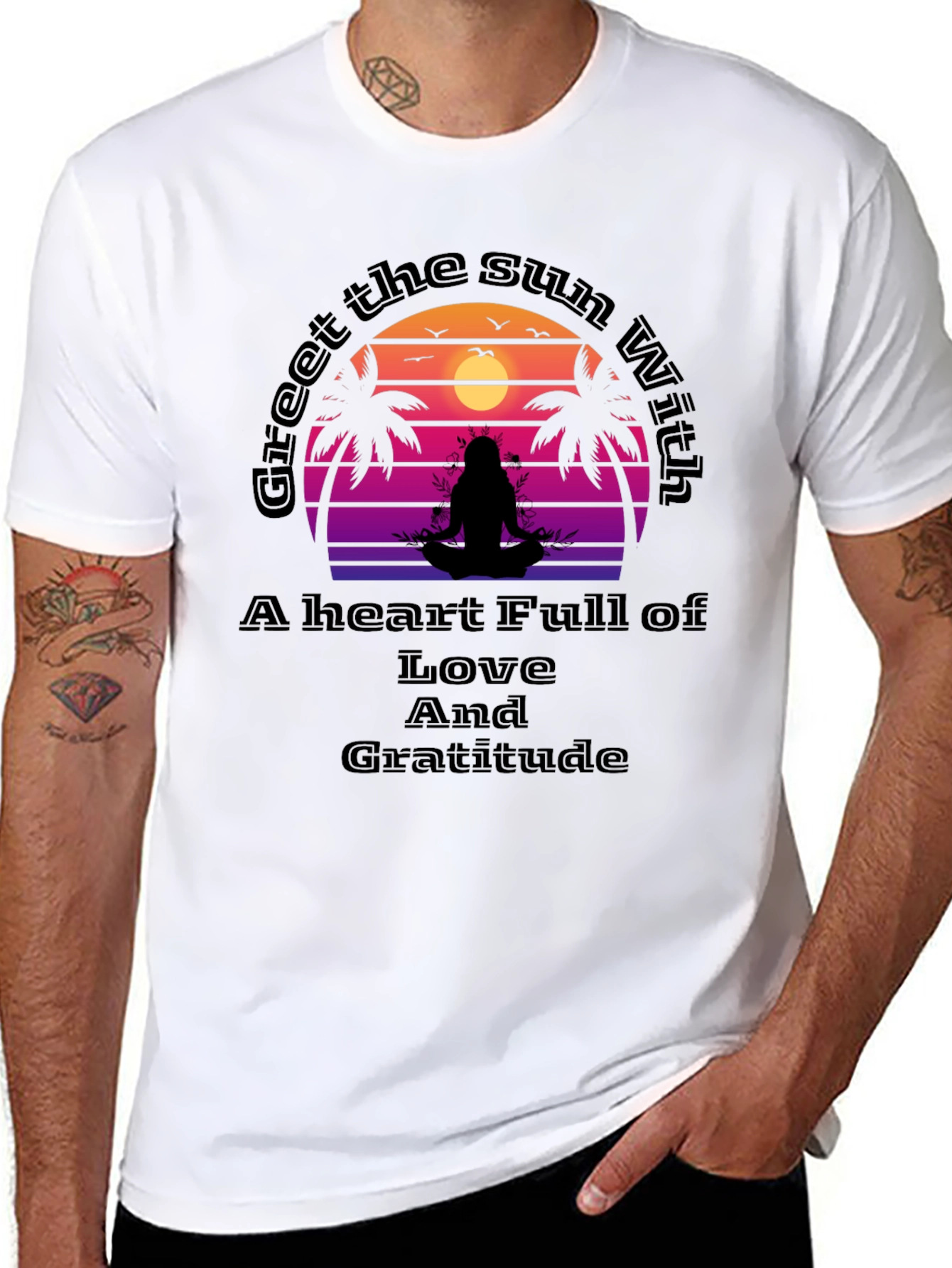 Meditative Sunset Graphic Tee - Love & Gratitude