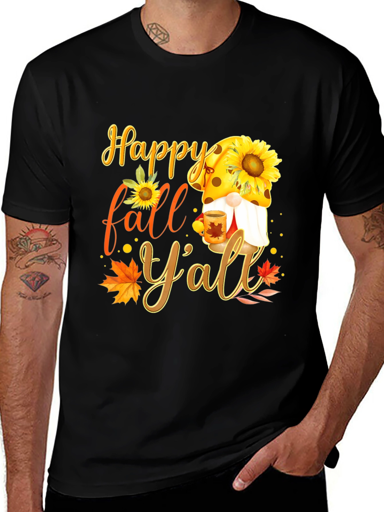 Happy Fall Yall T-Shirt with Gnome and Sunflower