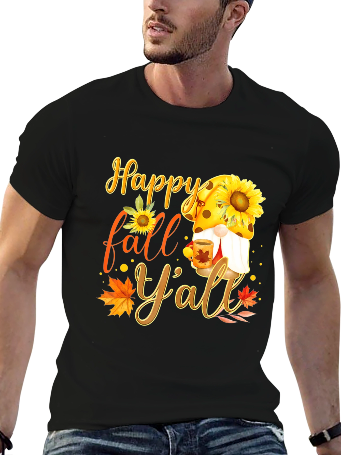 Happy Fall Yall T-Shirt with Gnome and Sunflower