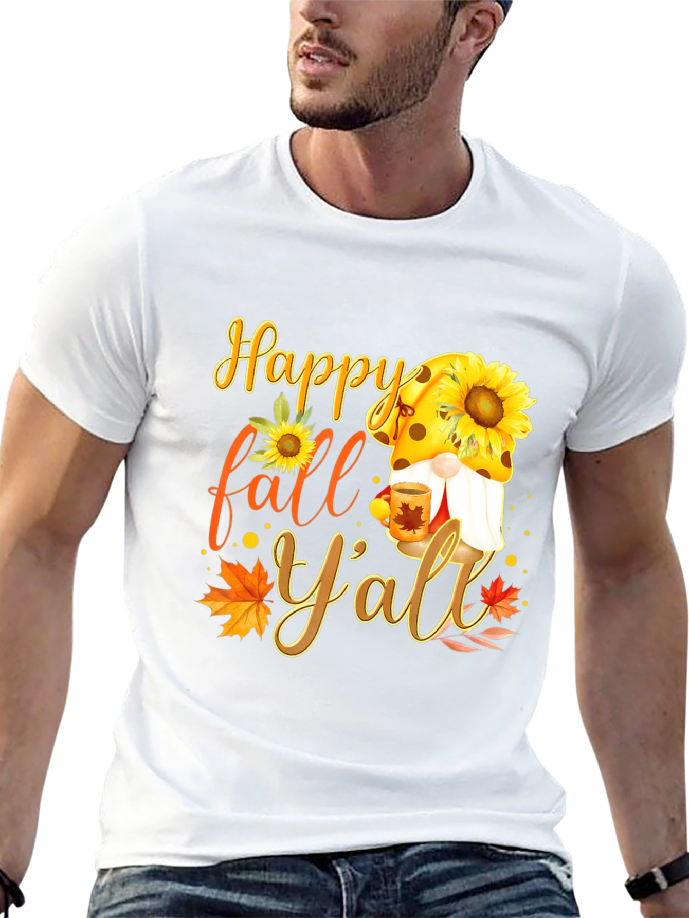 Happy Fall Yall T-Shirt with Gnome and Sunflower