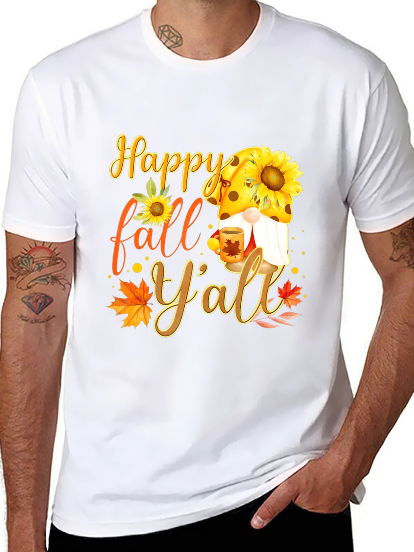 Happy Fall Yall T-Shirt with Gnome and Sunflower
