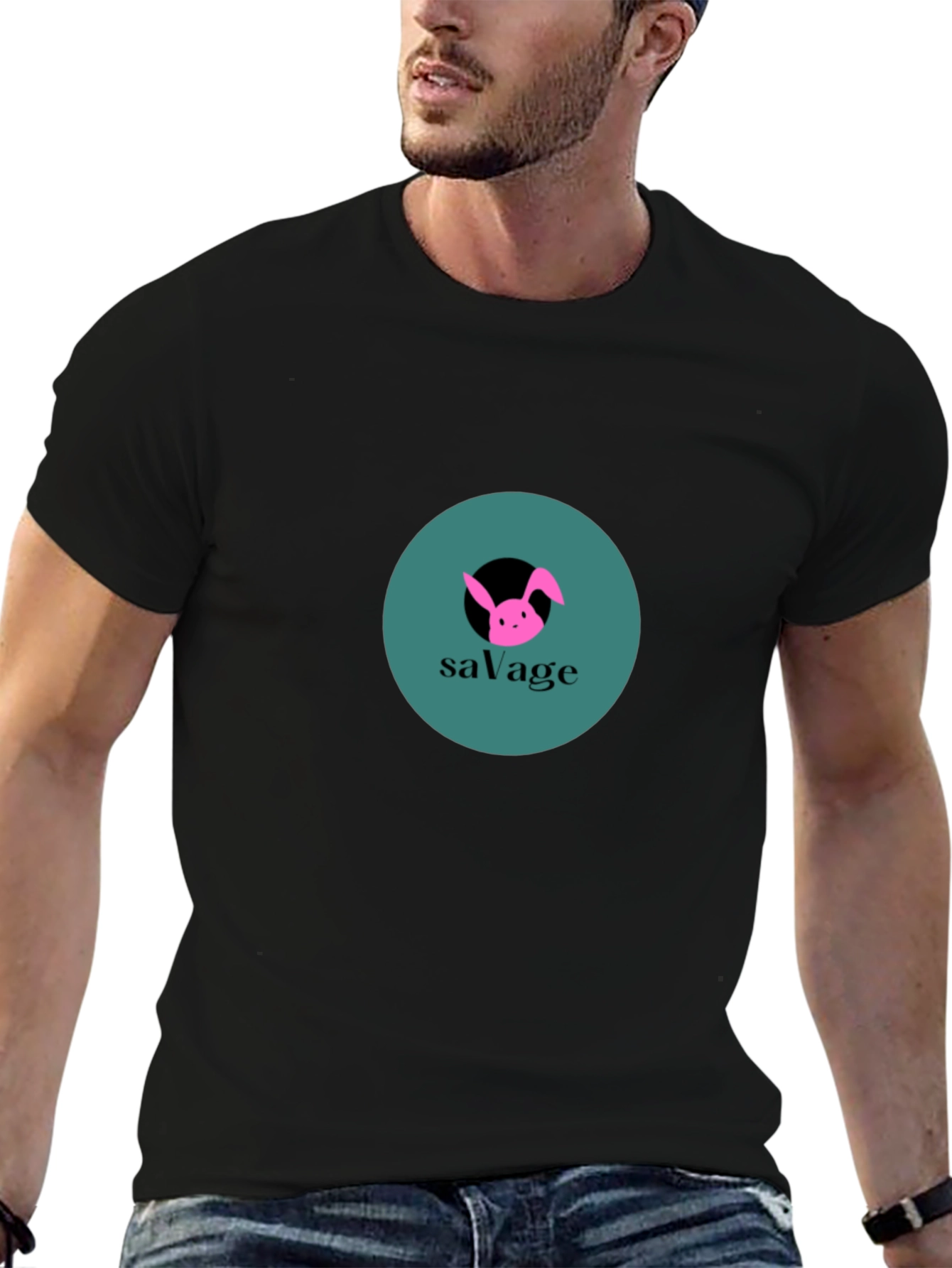 Savage Bunny Graphic Tee - Black