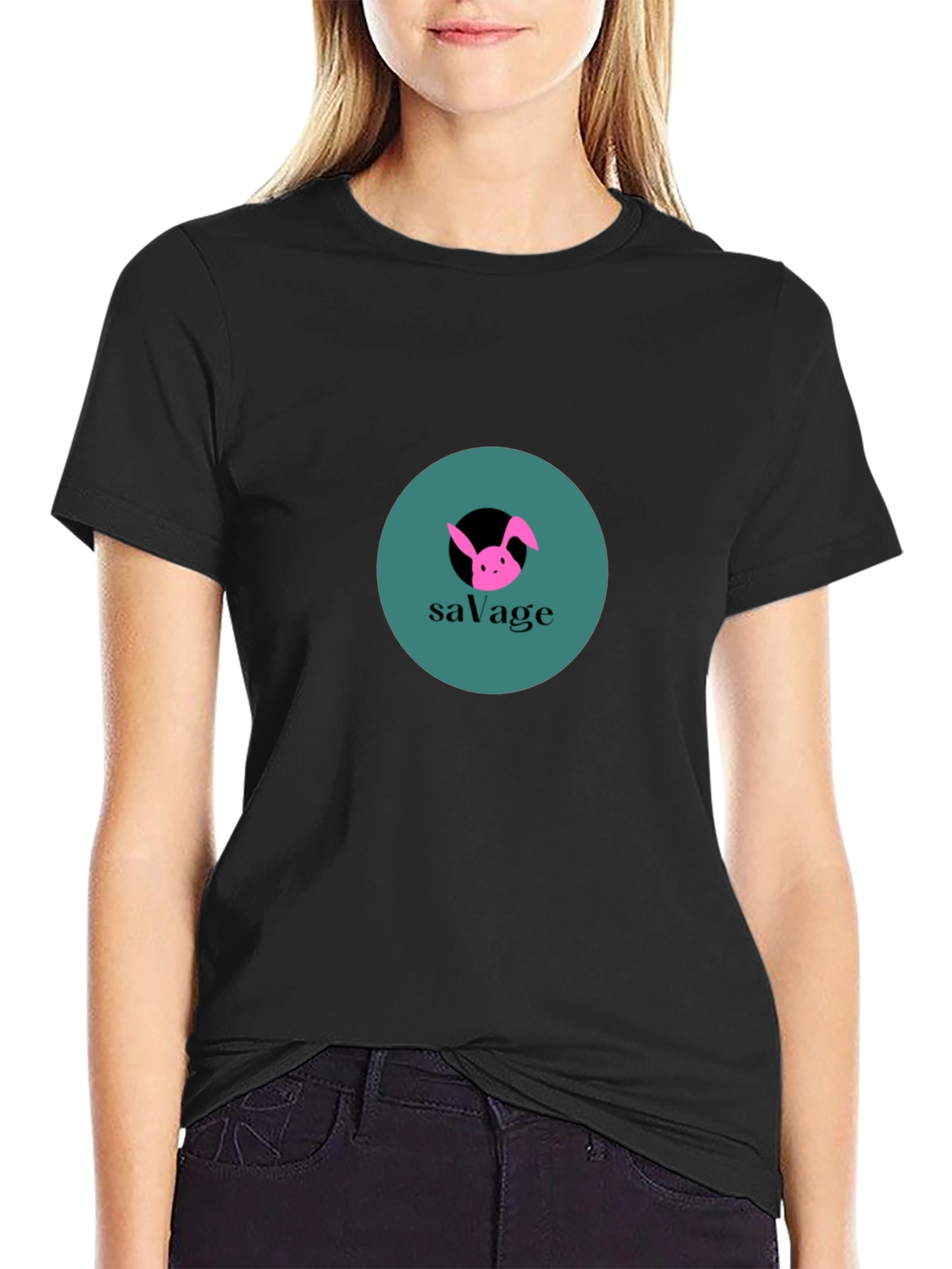 Savage Bunny Graphic Tee - Black