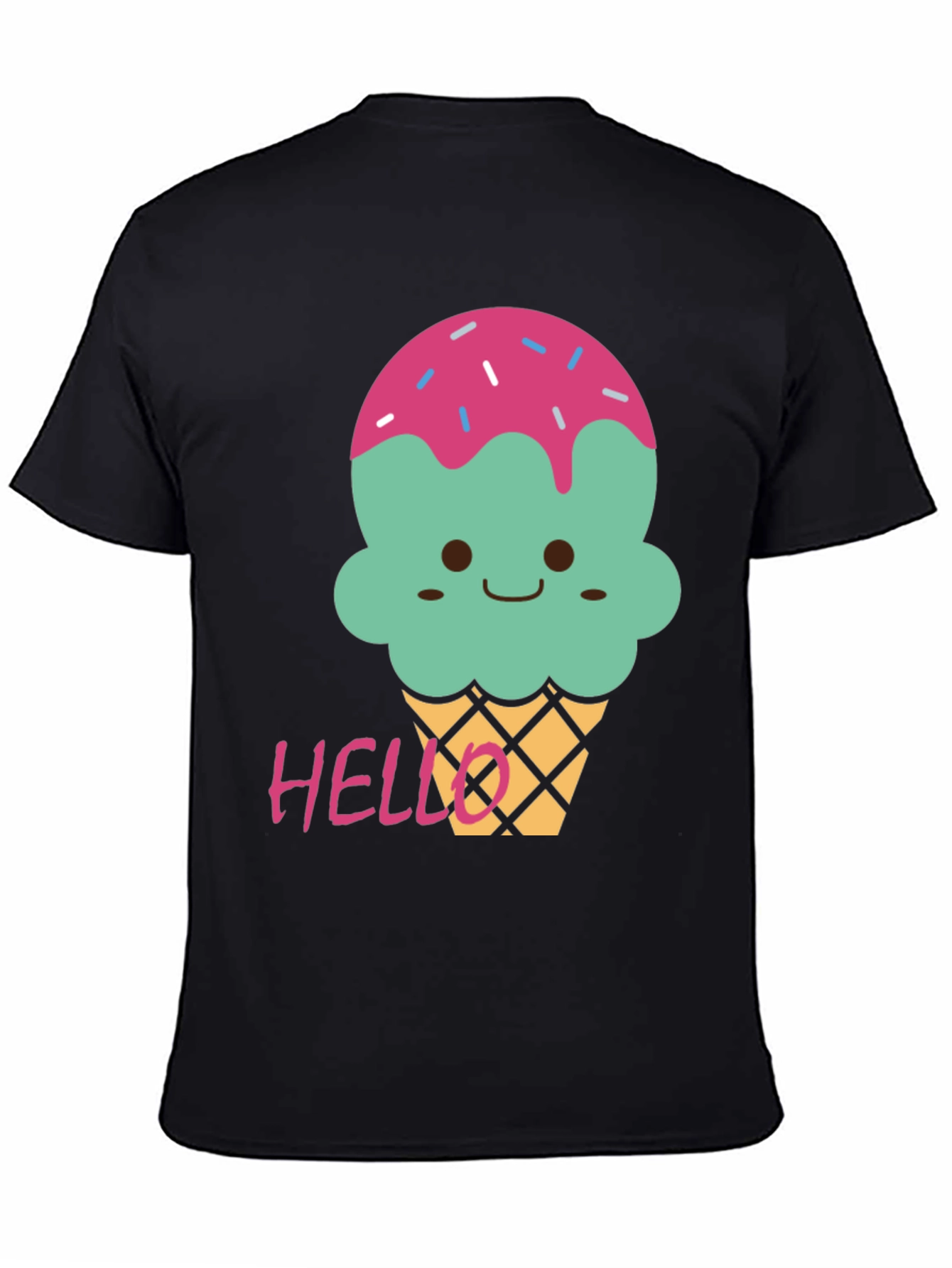 Cute Ice Cream Graphic Tee - Black T-Shirt