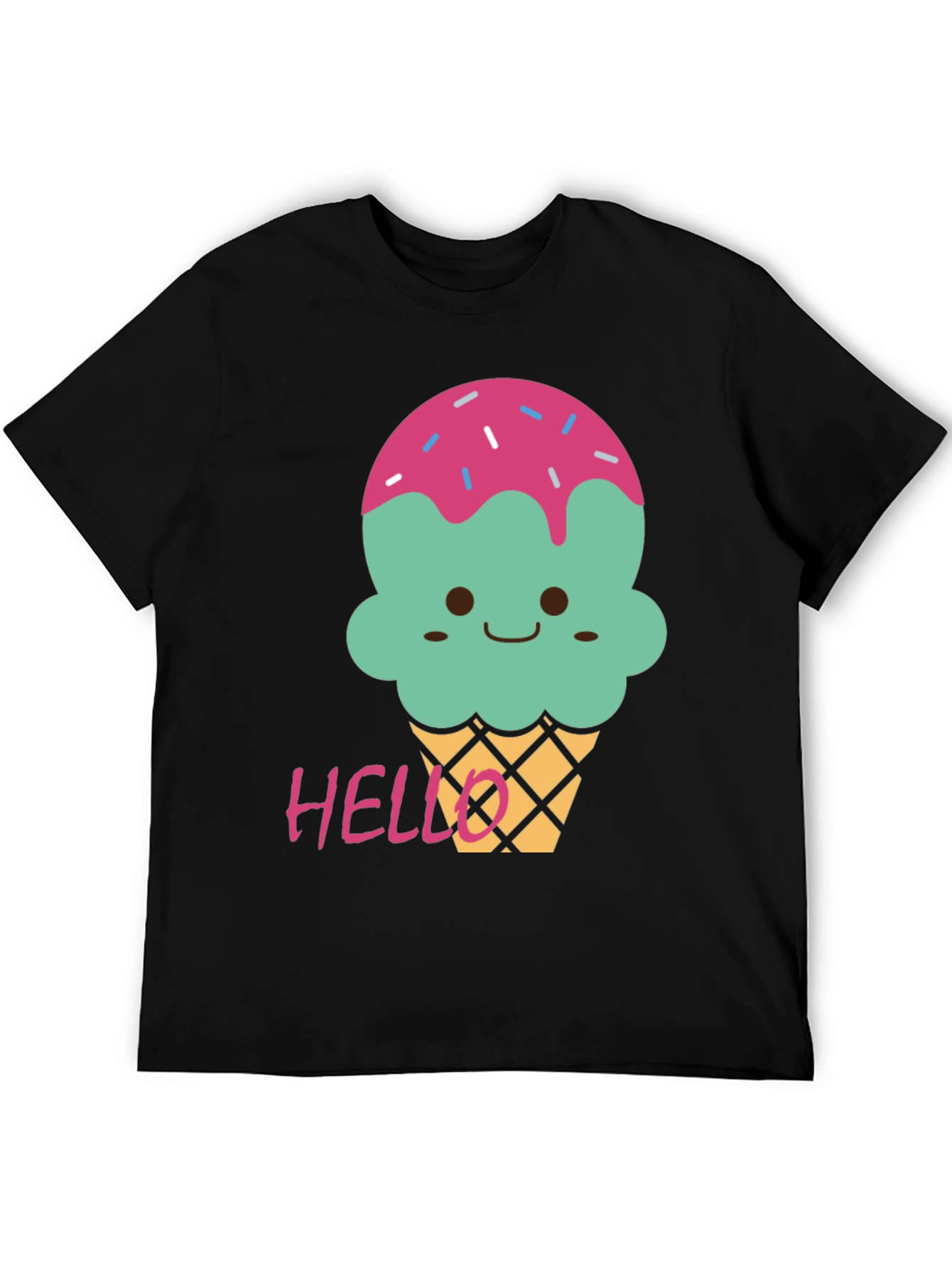 Cute Ice Cream Graphic Tee - Black T-Shirt