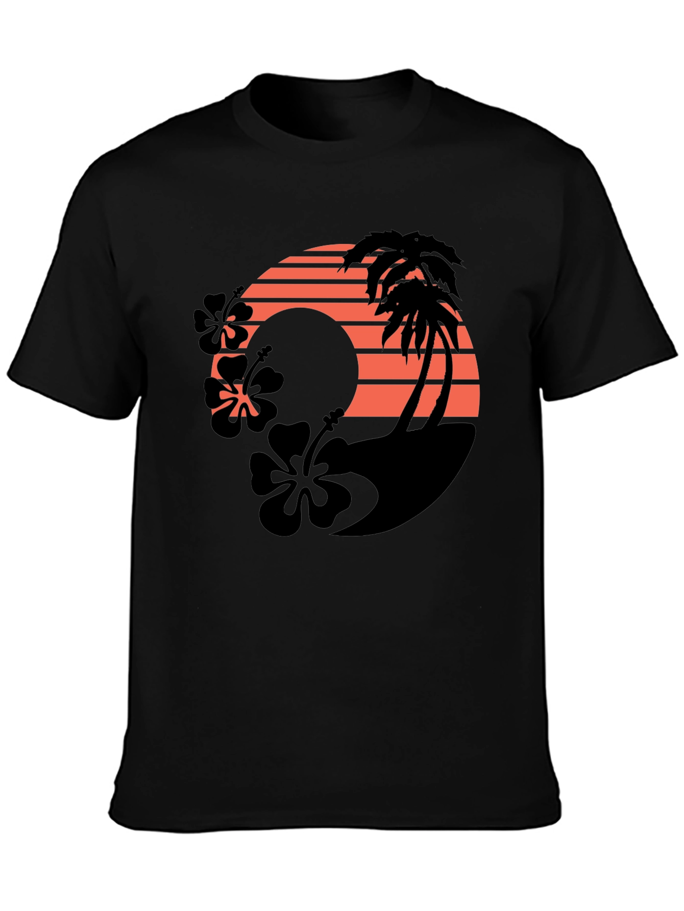 Tropical Sunset Graphic T-Shirt - Black