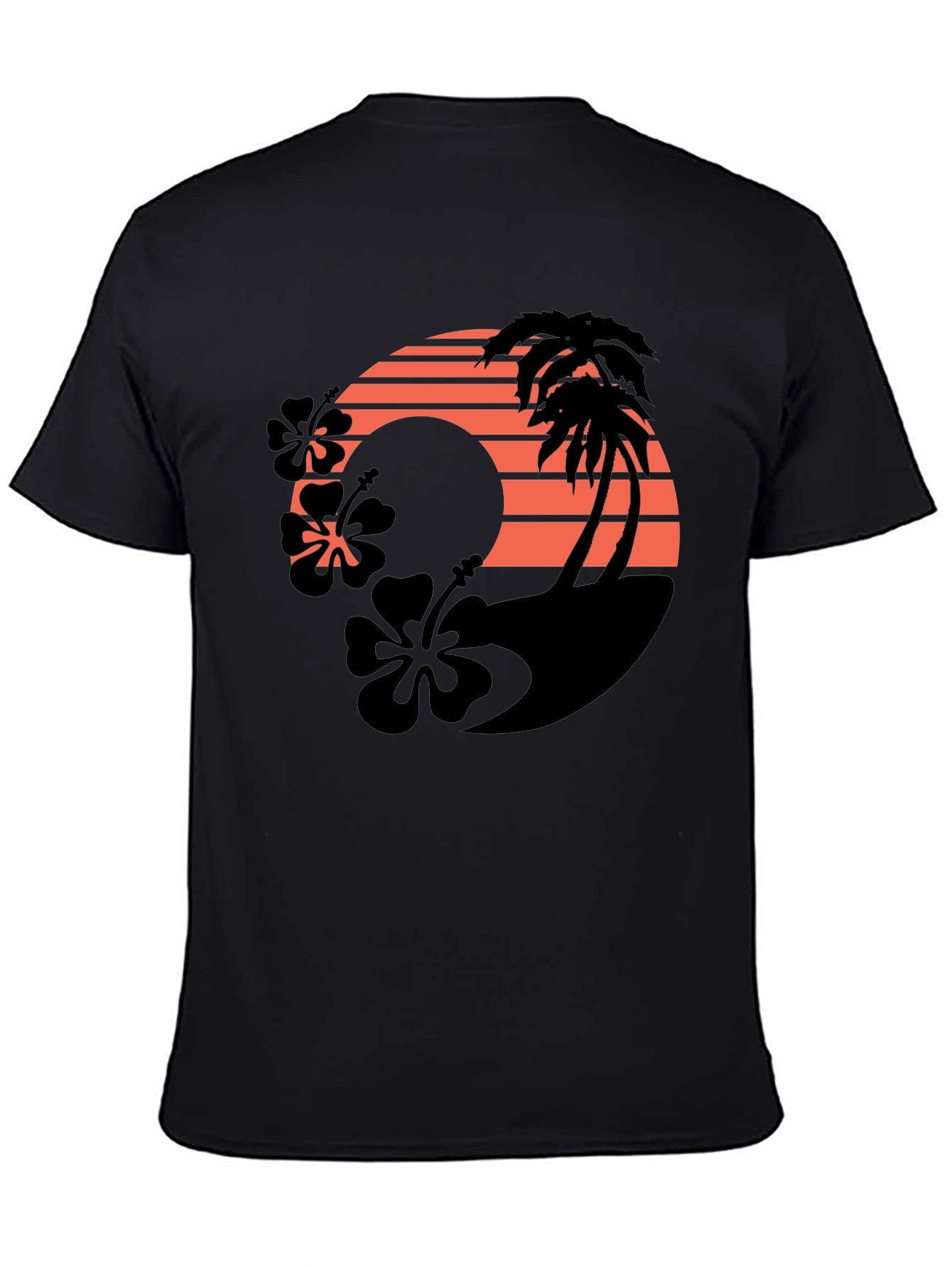 Tropical Sunset Graphic T-Shirt - Black