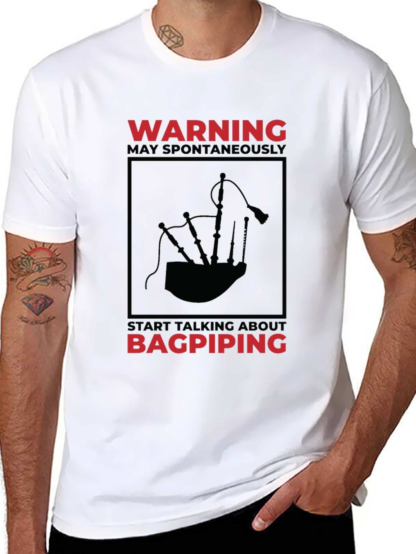 Bagpiping Warning T-Shirt - Spontaneous Conversation Starter